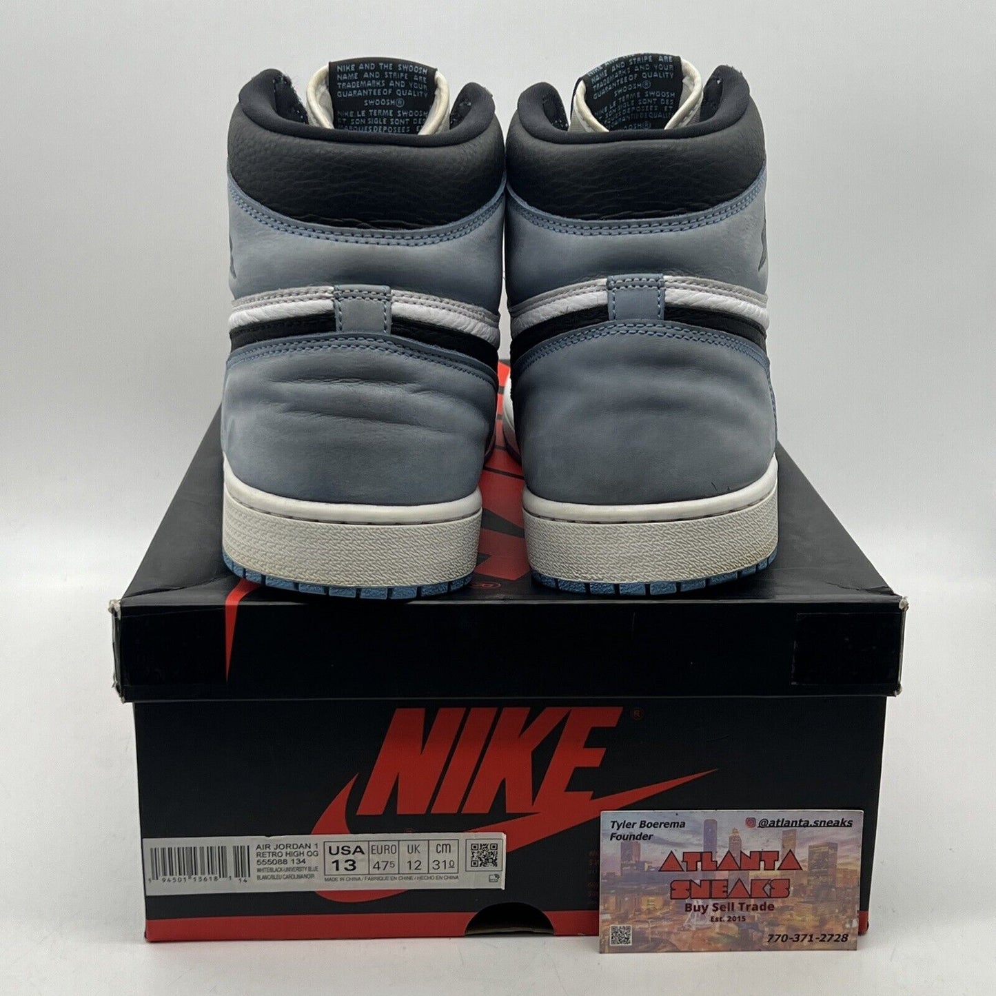 Size 13 - Jordan 1 Retro OG High University Blue Black White Leather 555088-134