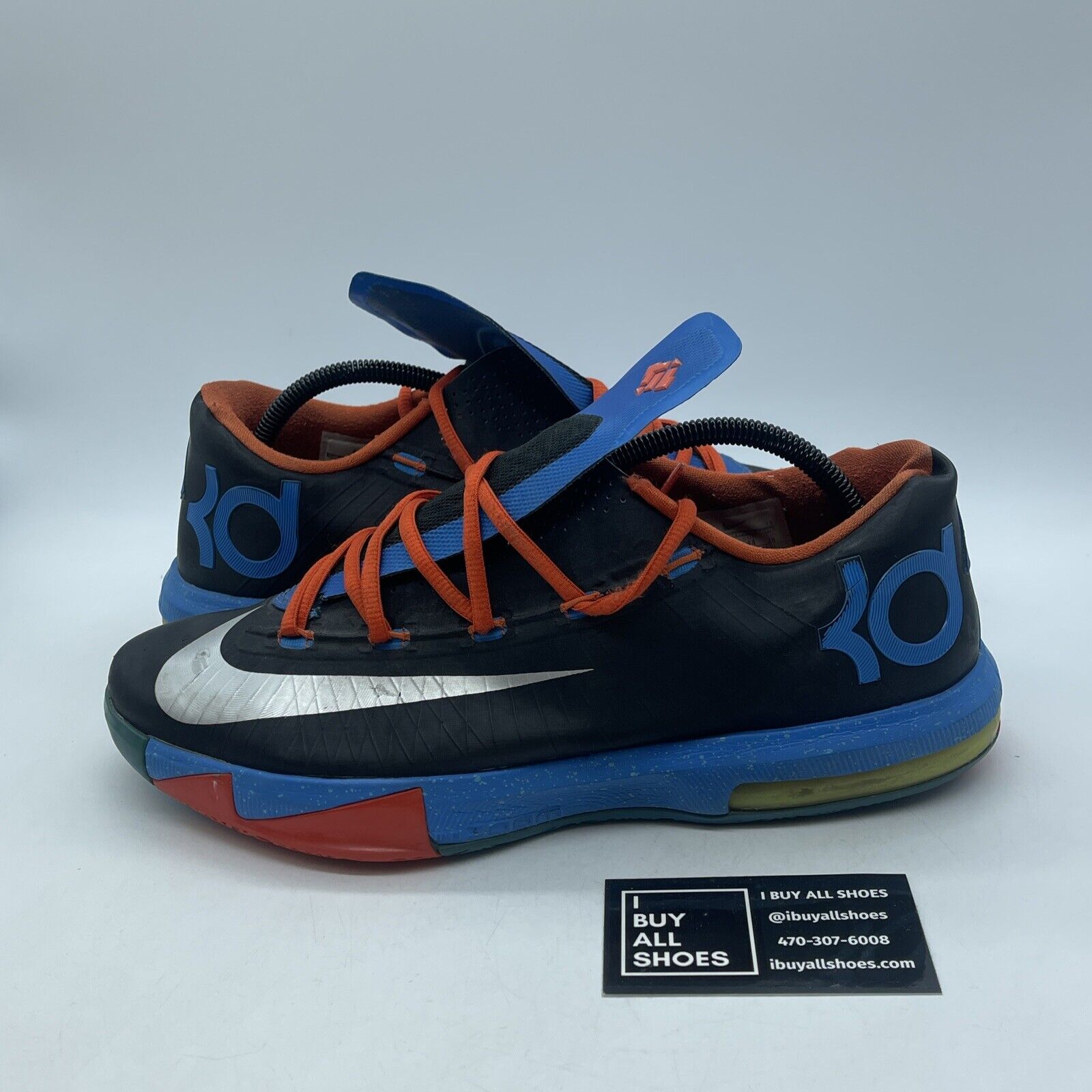 Size 10 - Nike KD 6 Away Black White Blue Orange Leather (599424-004)