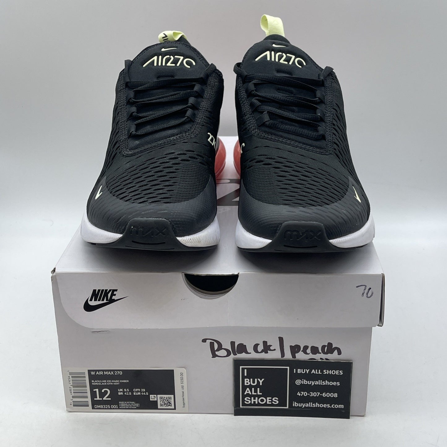 Size 12W - Nike Air Max 270 Black Magic Ember (DM8325-001)