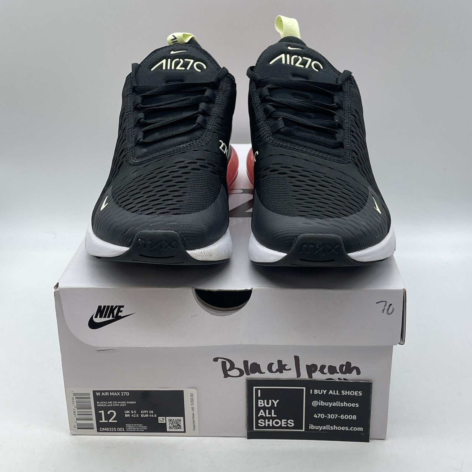 Size 12W - Nike Air Max 270 Black Magic Ember (DM8325-001)