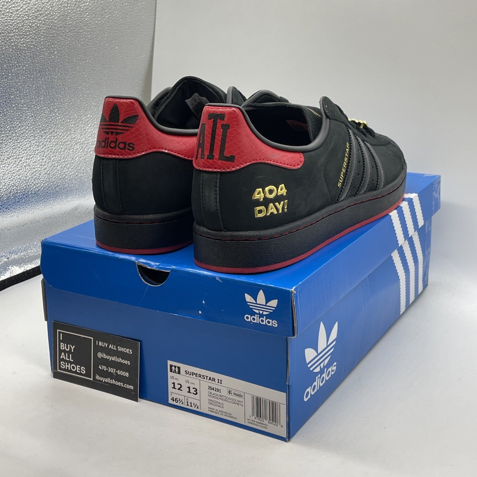 Size 12 - adidas Superstar 404 Day Black Red Suede Leather (JS4291)