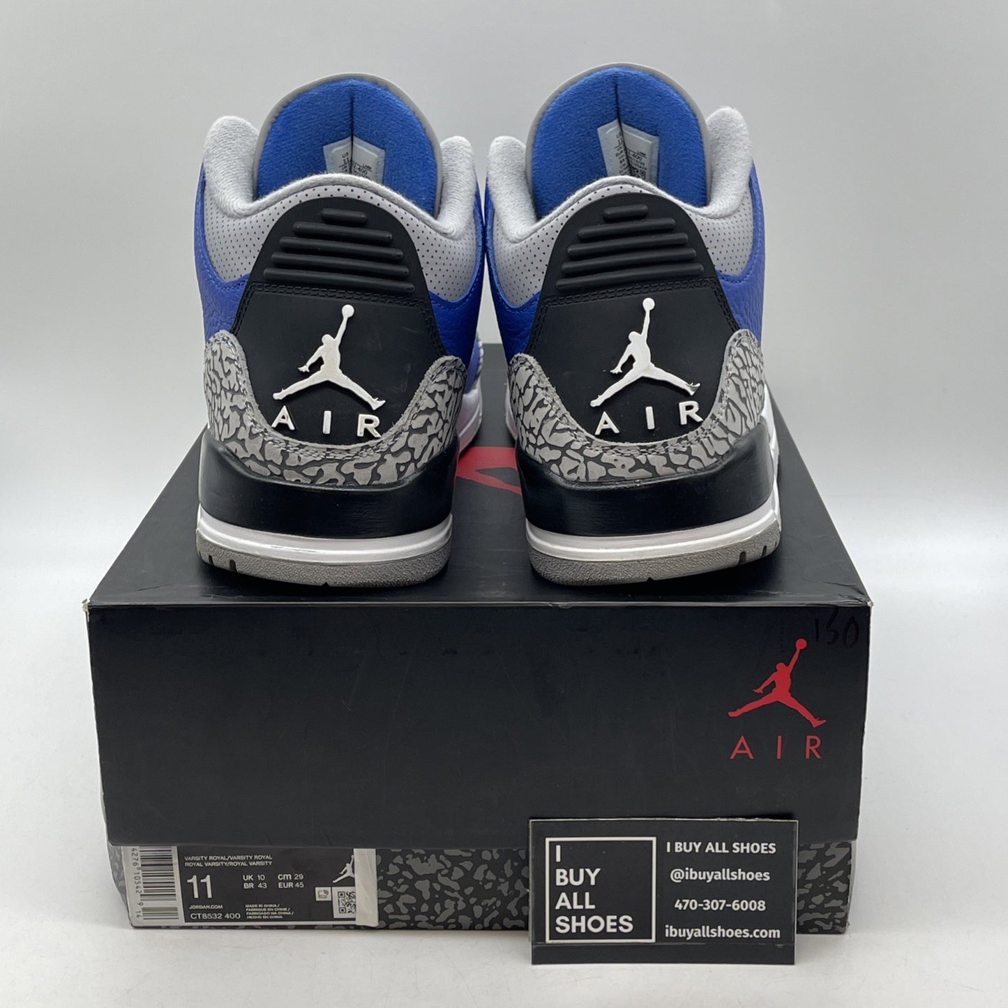 Size 11 - Jordan 3 Retro Varsity Royal Blue Grey Suede Leather (CT8532-400)
