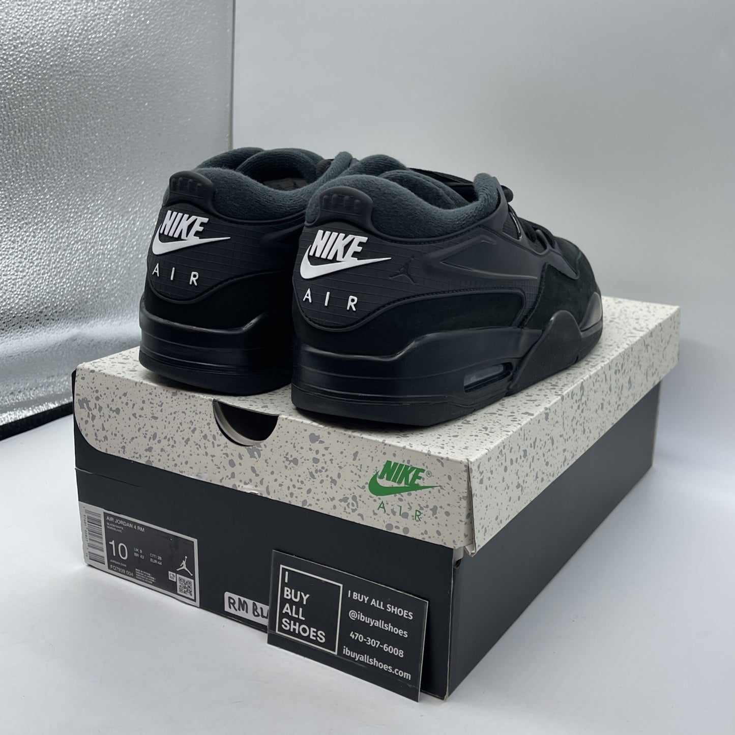 Size 10 - Air Jordan 4 RM Black Cat Black White Suede (FQ7939-004)
