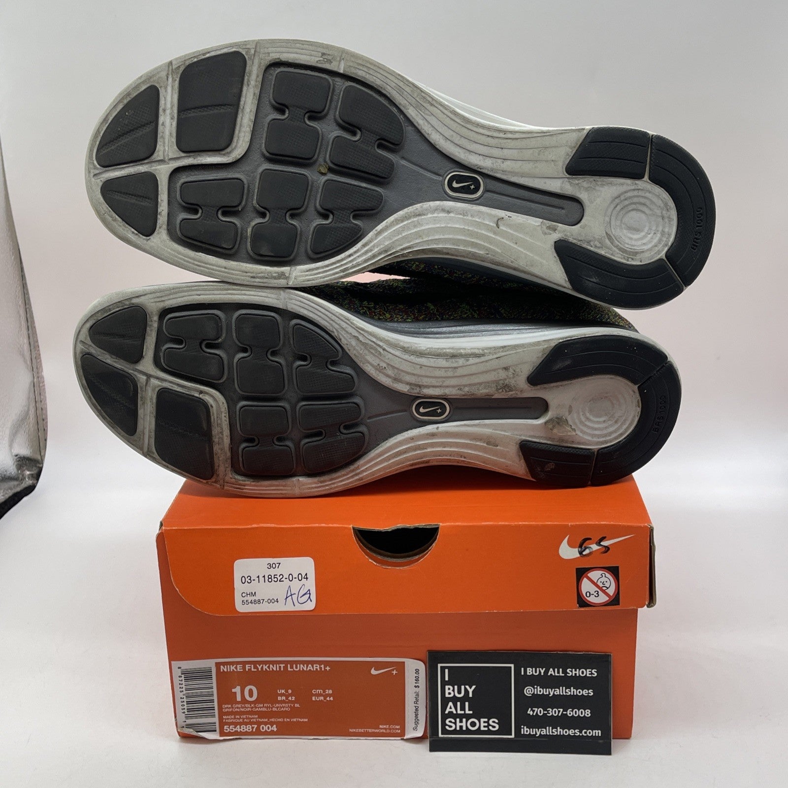 Size 10 - Nike Flyknit Lunar 1+ Dark Grey Green Black Suede (554887-004)