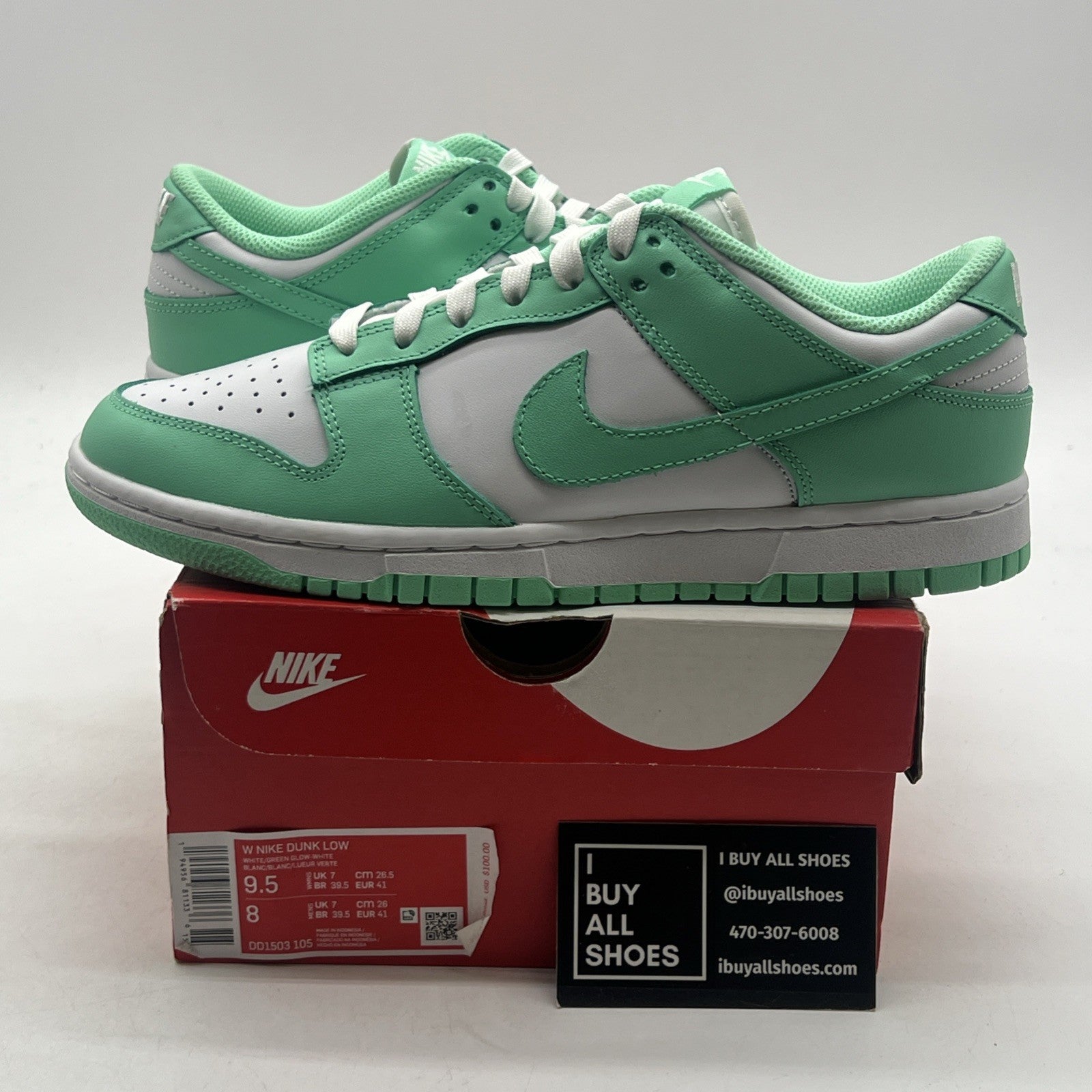 Size 9.5 - Nike Dunk Low Green Glow W (DD1503-105)