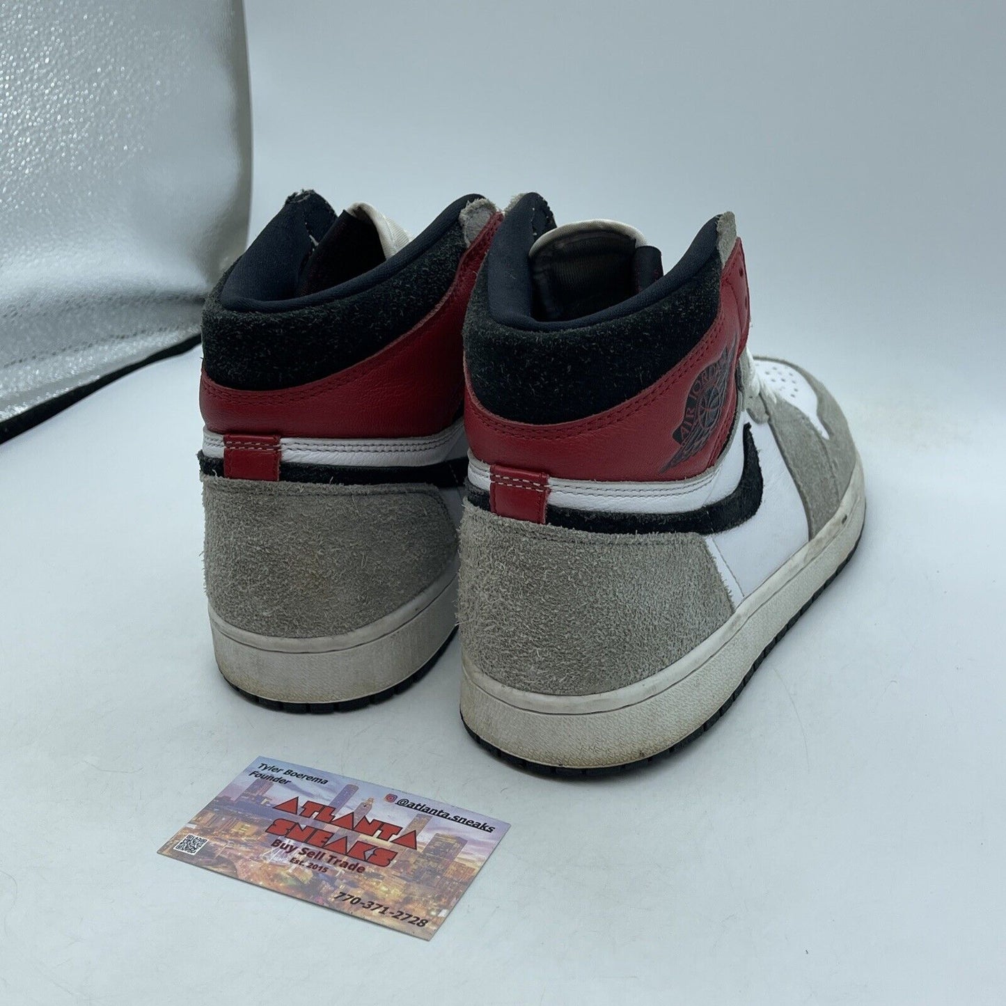 Size 9 - Jordan 1 Retro High OG Smoke Gray Black Suede Red Leather (555088-126)