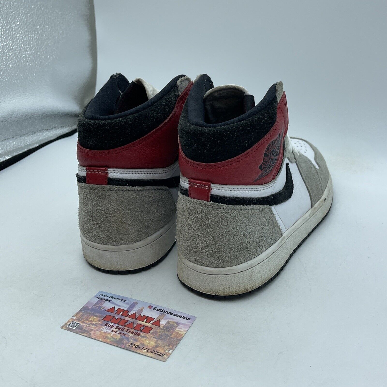 Size 9 - Jordan 1 Retro High OG Smoke Gray Black Suede Red Leather (555088-126)