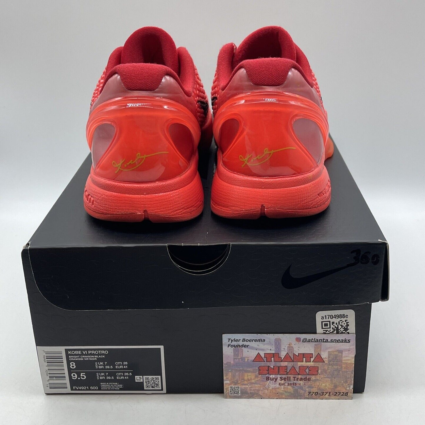 Size 8 - Nike Kobe 6 Protro Low Reverse Grinch Red Black Leather (FV4921-600)