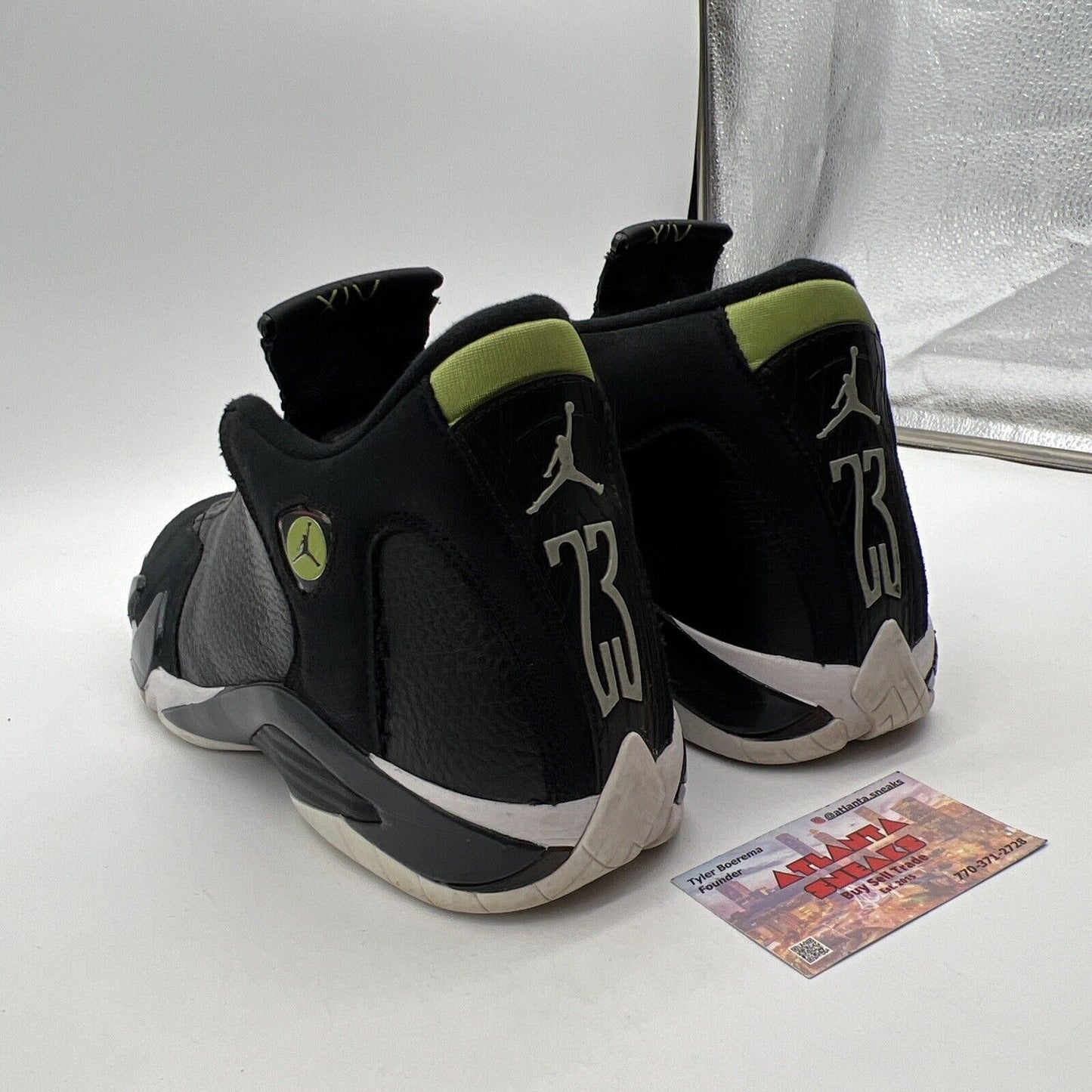 Size 12 - Air Jordan 14 Retro 2016 Indiglo Black White Green (487471-005)