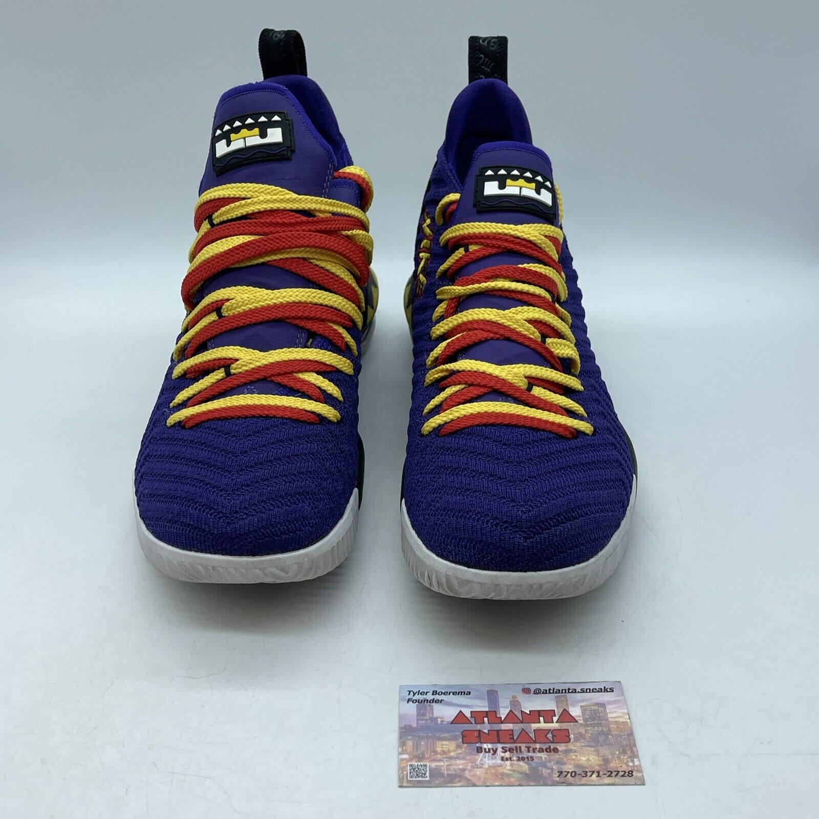 Size 9.5 - Nike LeBron 16 Martin Purple Yellow Red White Black (CI1520-500)