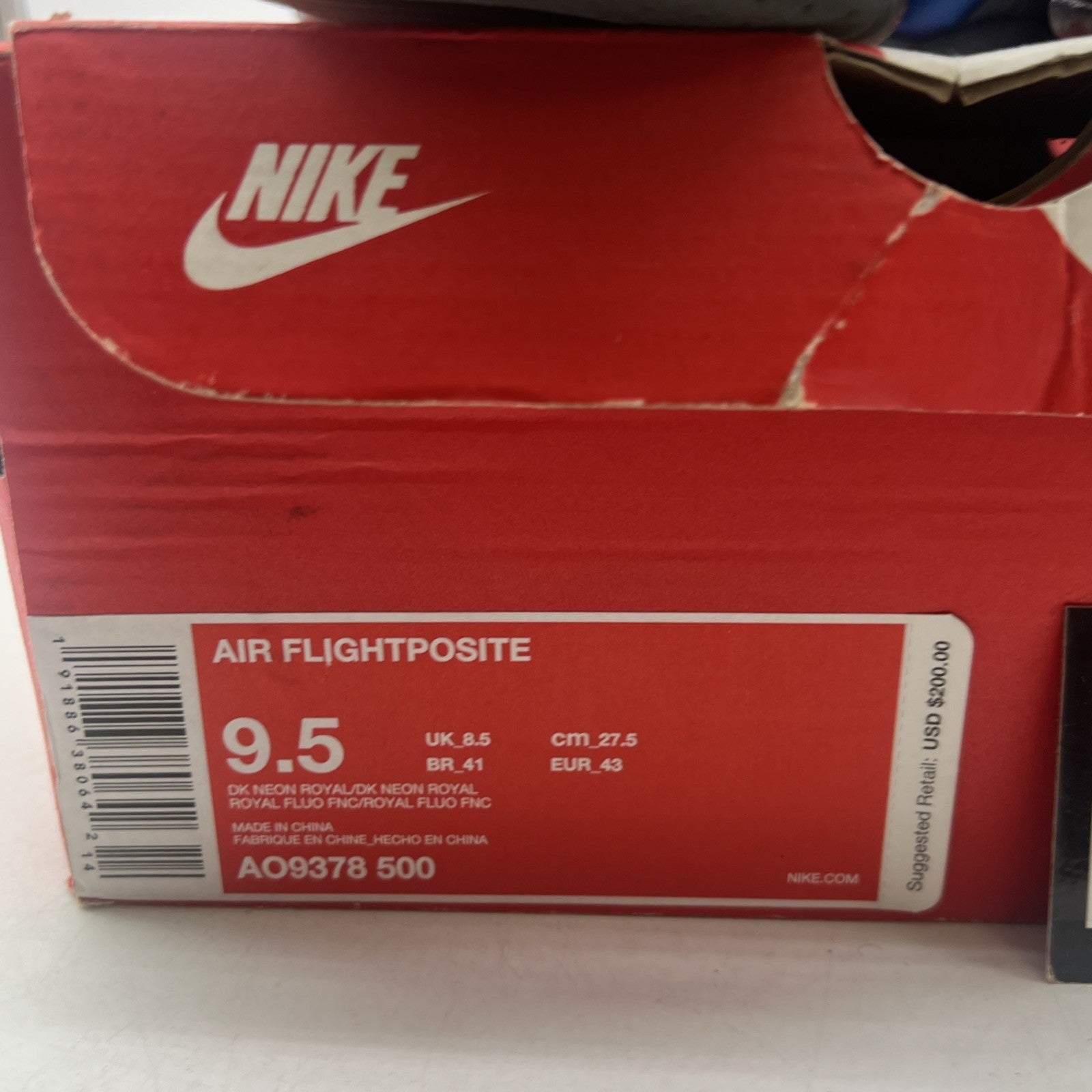 Size 9.5 - Nike Air Flightposite One Dark Neon Royal (AO9378-500)