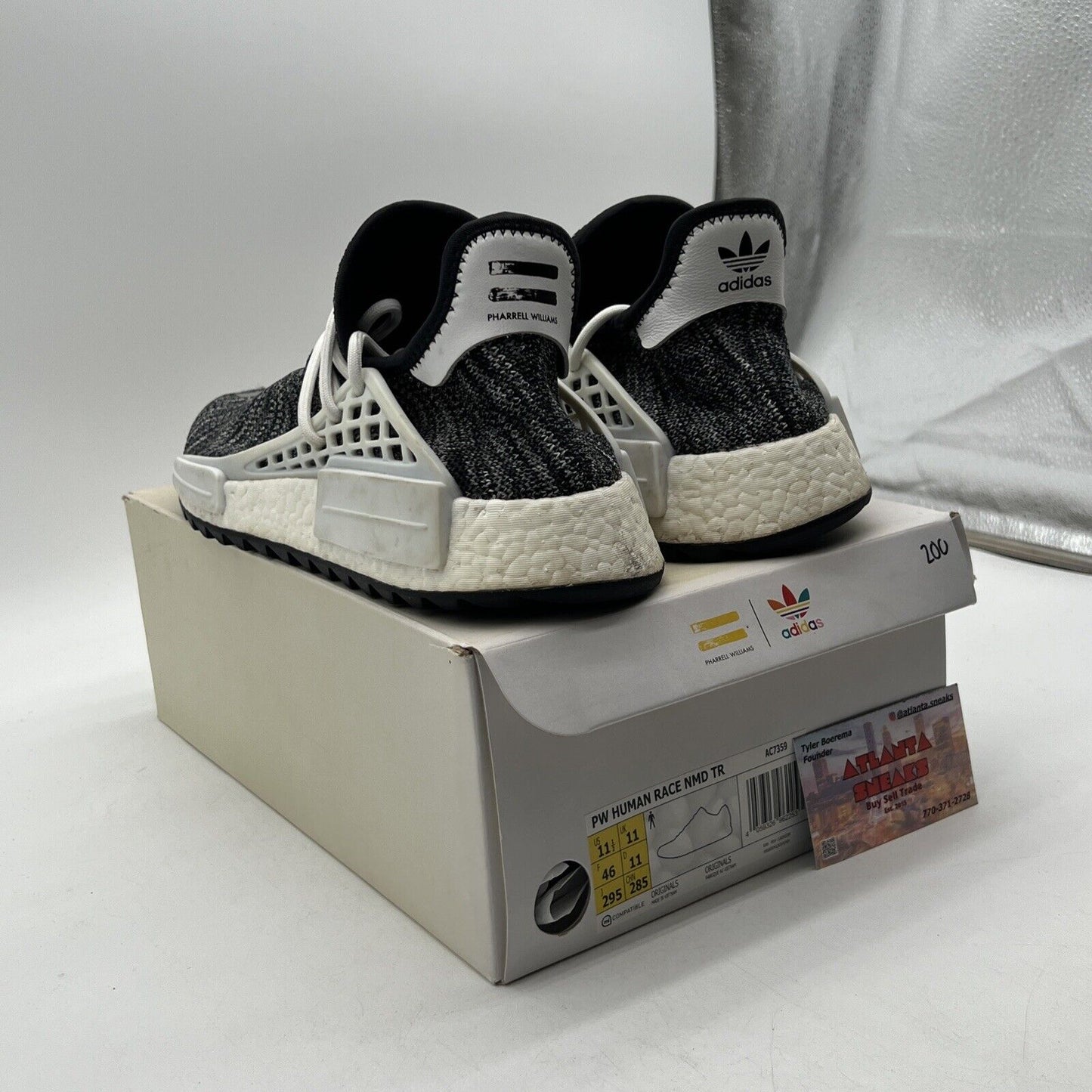 Size 11.5 - adidas Pharrell x NMD Human Race Trail Oreo White Black (AC7359)