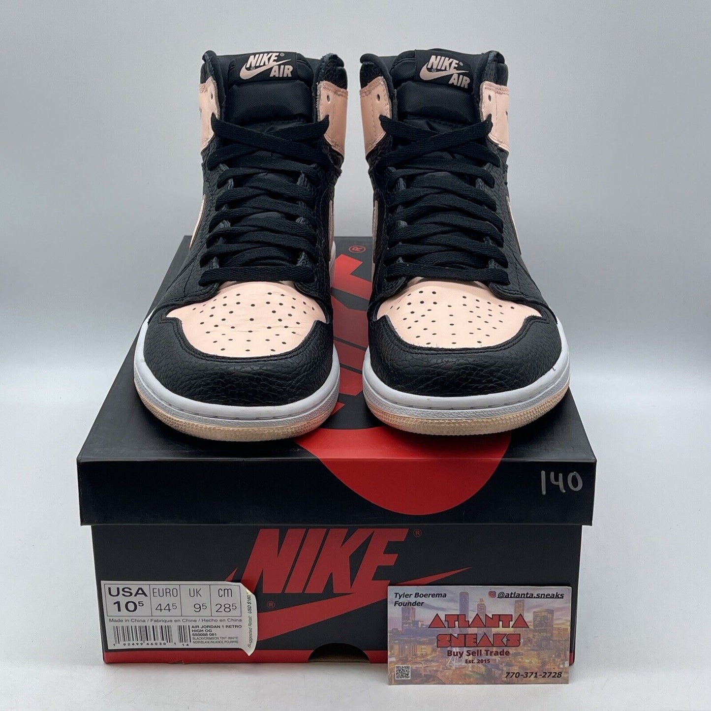 Size 10.5 - Air Jordan 1 Retro OG High Crimson Tint Pink Black (555088-081)