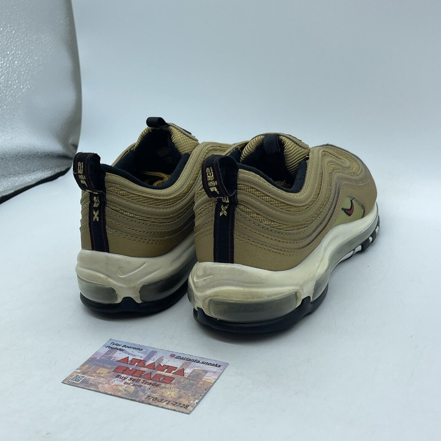 Size 9.5 - Nike Air Max 97 OG QS Metallic Gold Red Black White (884421-700)