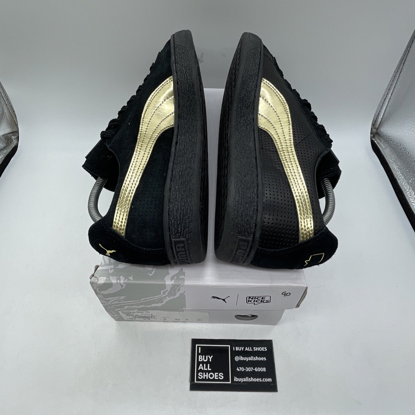 Size 9 - PUMA Nice Kicks x Suede Basket Black Gold Leather (363496-01)