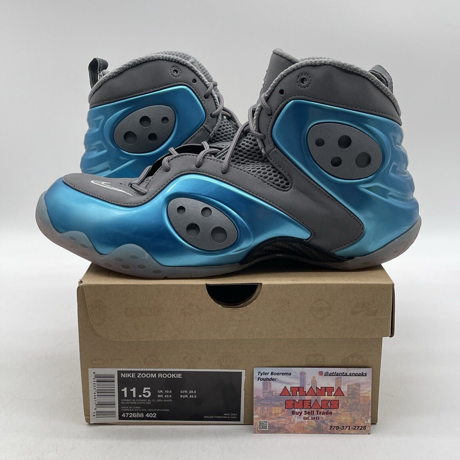 Size 11.5 - Nike Zoom Rookie Dynamic Blue Grey Black White (472688-402)