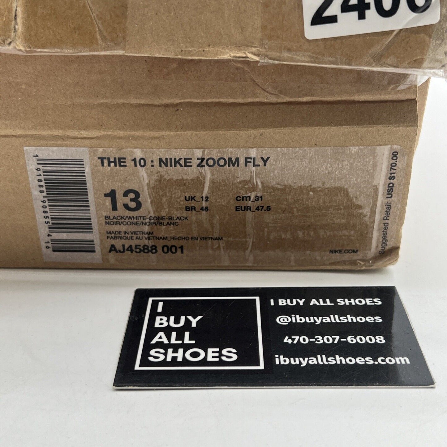 Size 13 - Nike Off-White x Zoom Fly SP Black (AJ4588-001)
