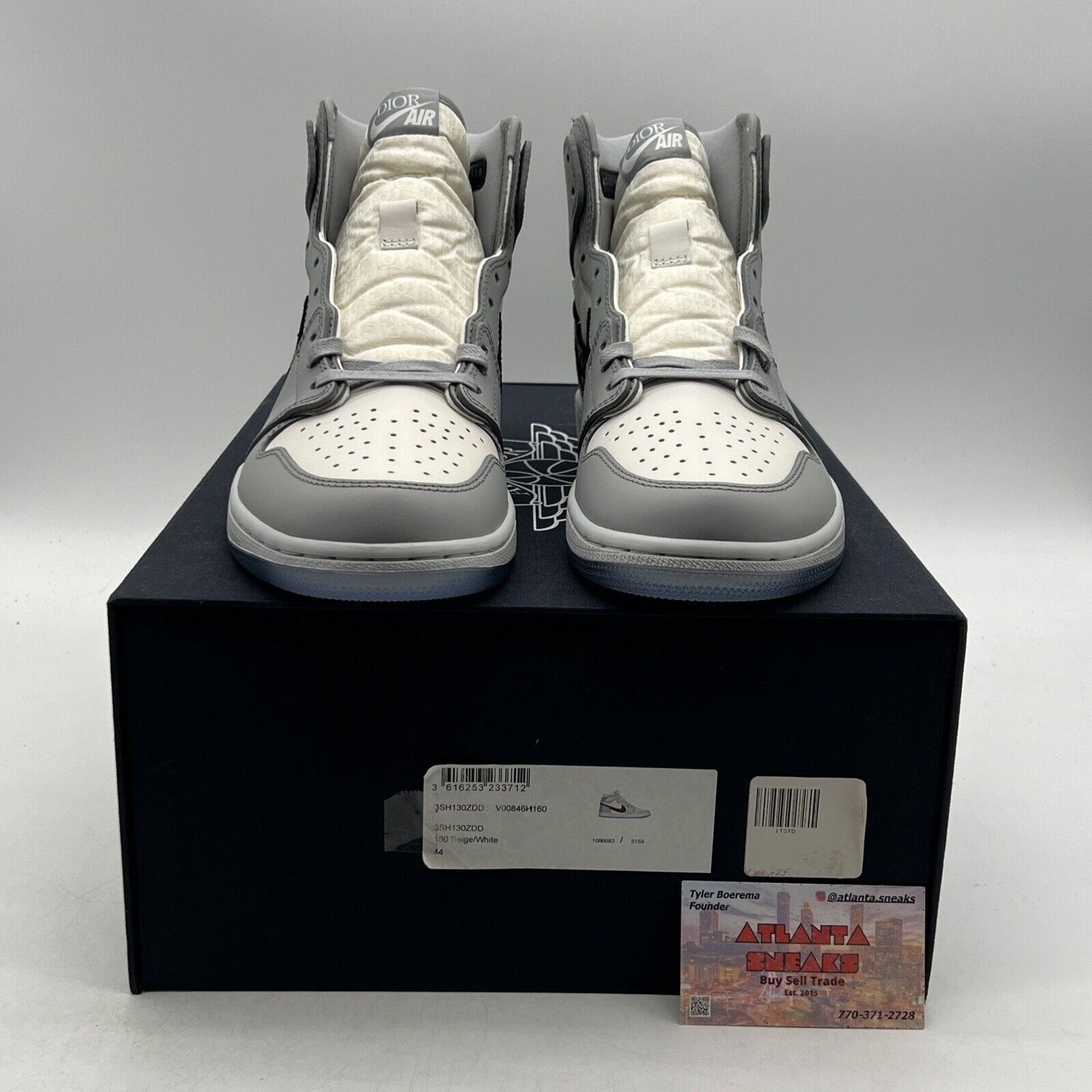 Size 10 - Jordan 1 x Dior High Gray White Leather Black Icey (CN8607-002)