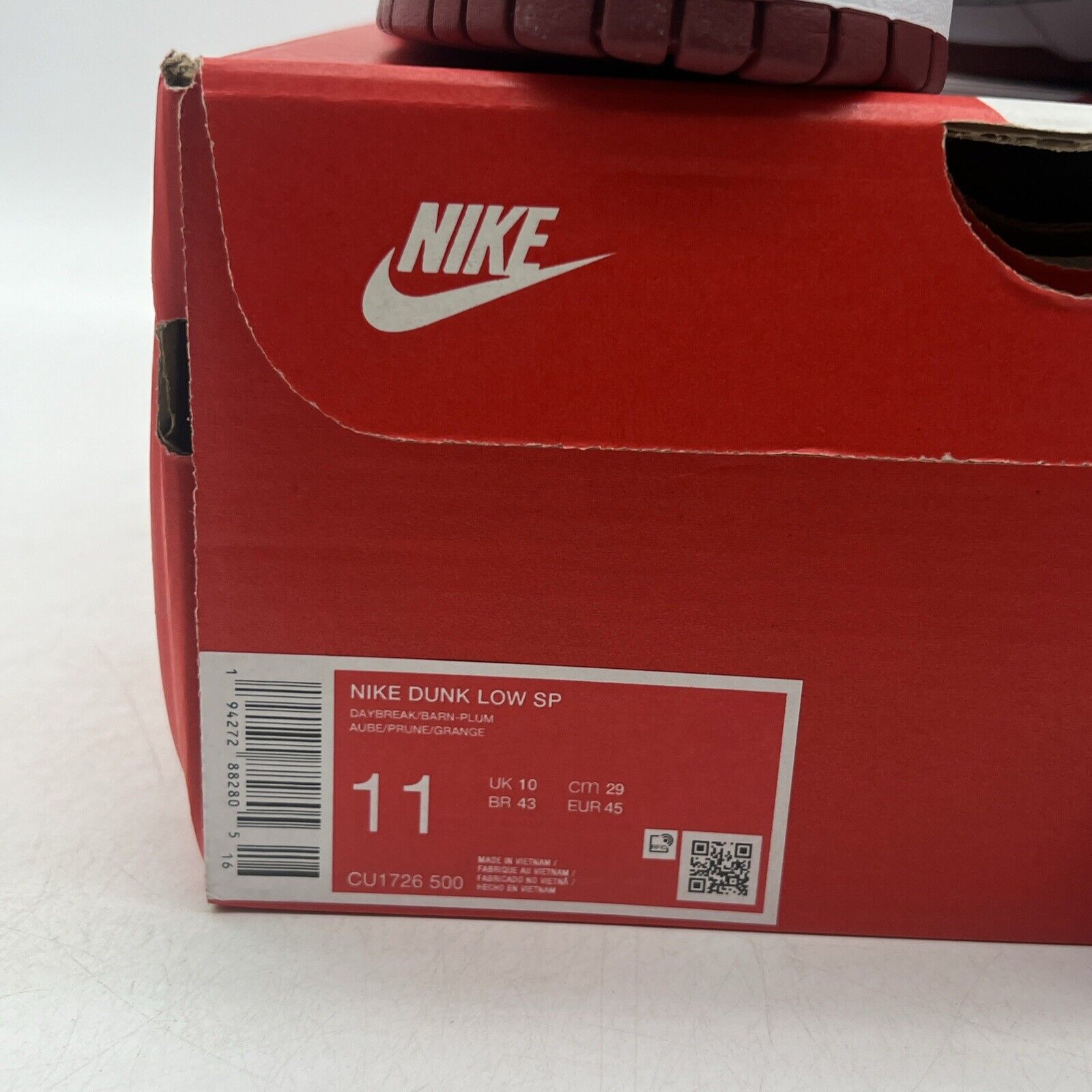 Size 11 - Nike Dunk Retro Vol. 1 SP 2020 Low Plum Suede Red Purple (CU1726-500)