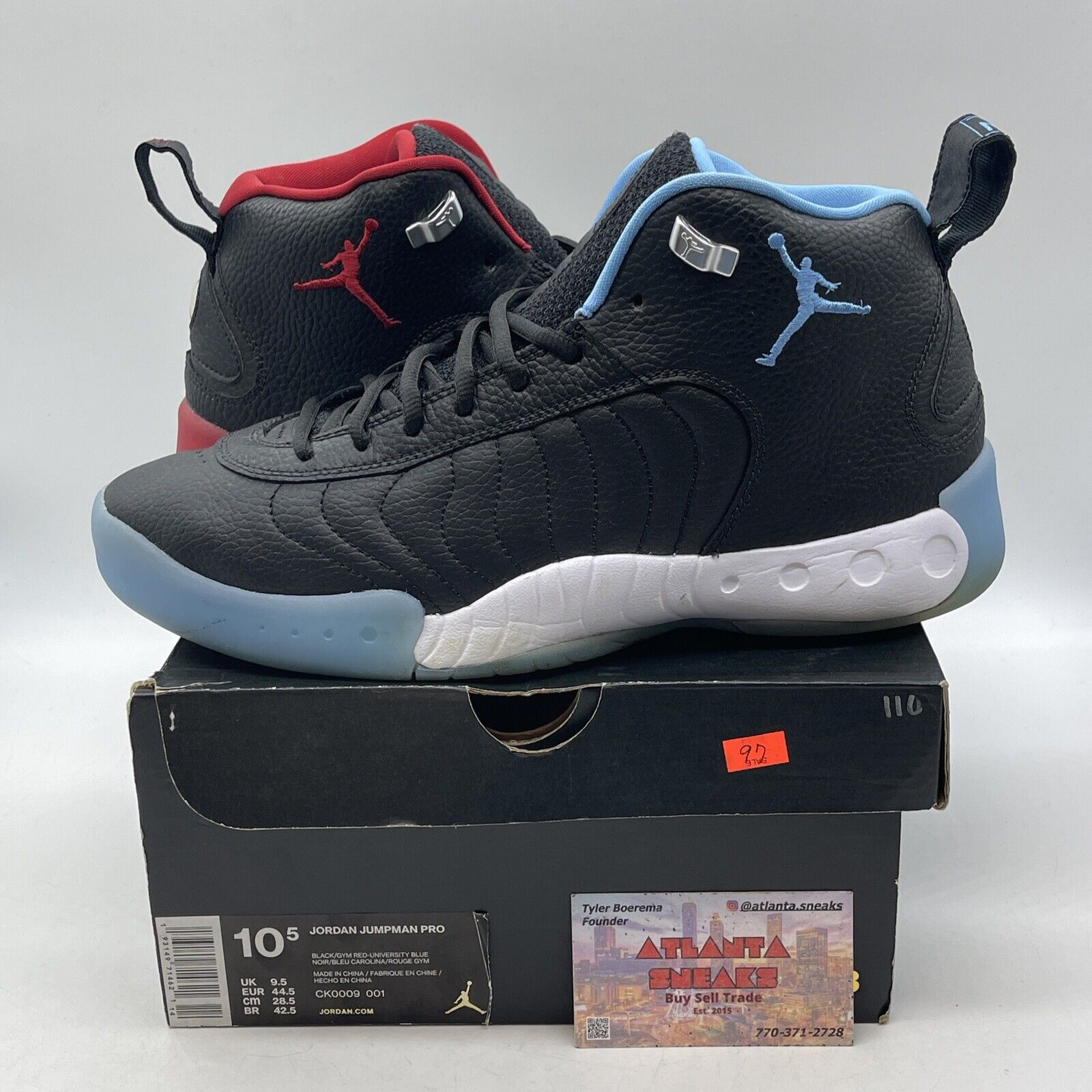 Size 10.5 - Jordan Jumpman Pro UNC Bulls Blue Red Black Leather (CK0009-001)