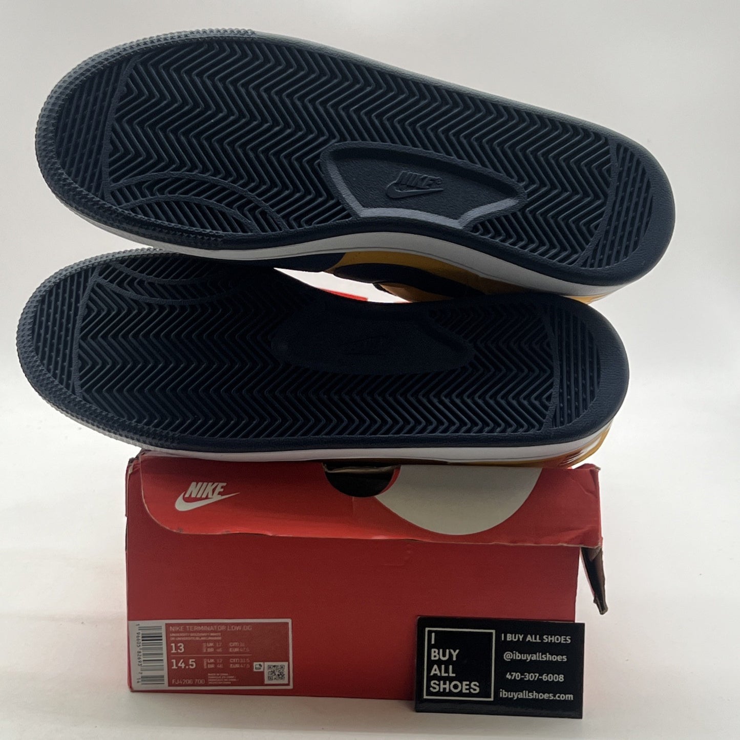 Size 13 - Nike Terminator Low University Gold Navy Michigan White (FJ4206-700)