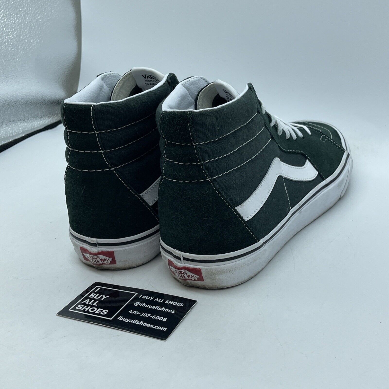 Size 12 - Vans Olive Green White Black Red Suede Leather High Top (751505)