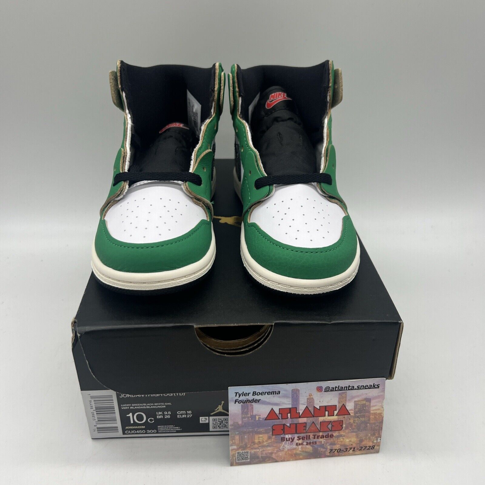 Nike Air Jordan 1 Retro High Lucky Green Baby CU0450-300 Sz 10C Brand New Og All