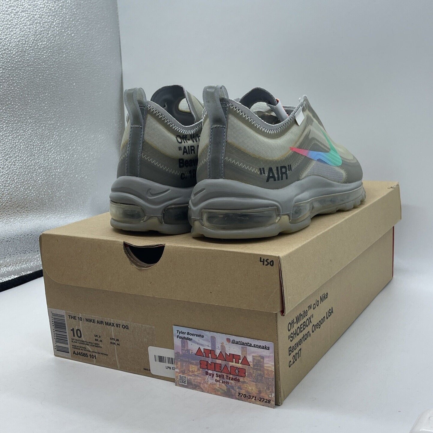Size 10 - Nike Off-White x Air Max 97 Menta Grey Suede Leather (AJ4585-101)