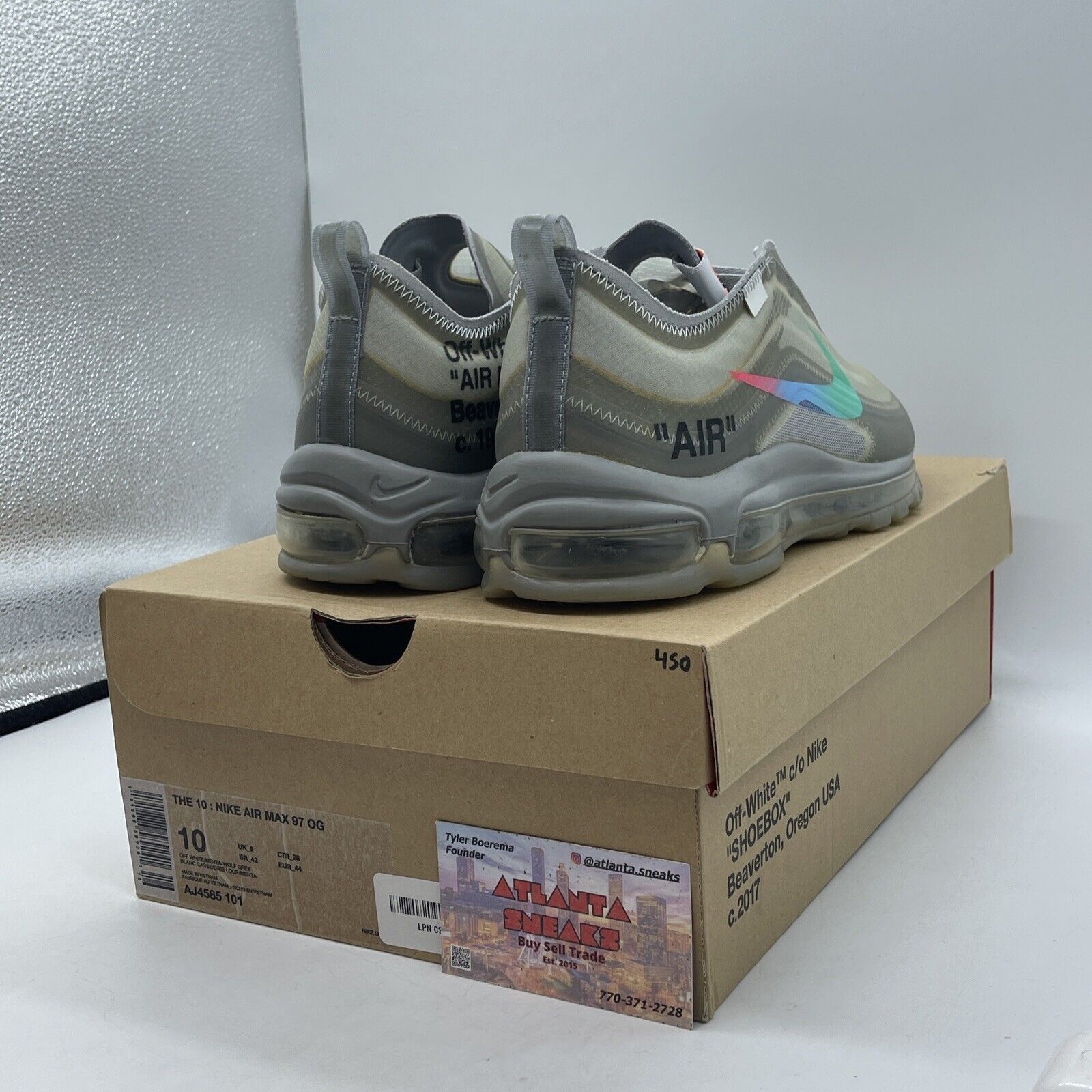 Size 10 - Nike Off-White x Air Max 97 Menta Grey Suede Leather (AJ4585-101)