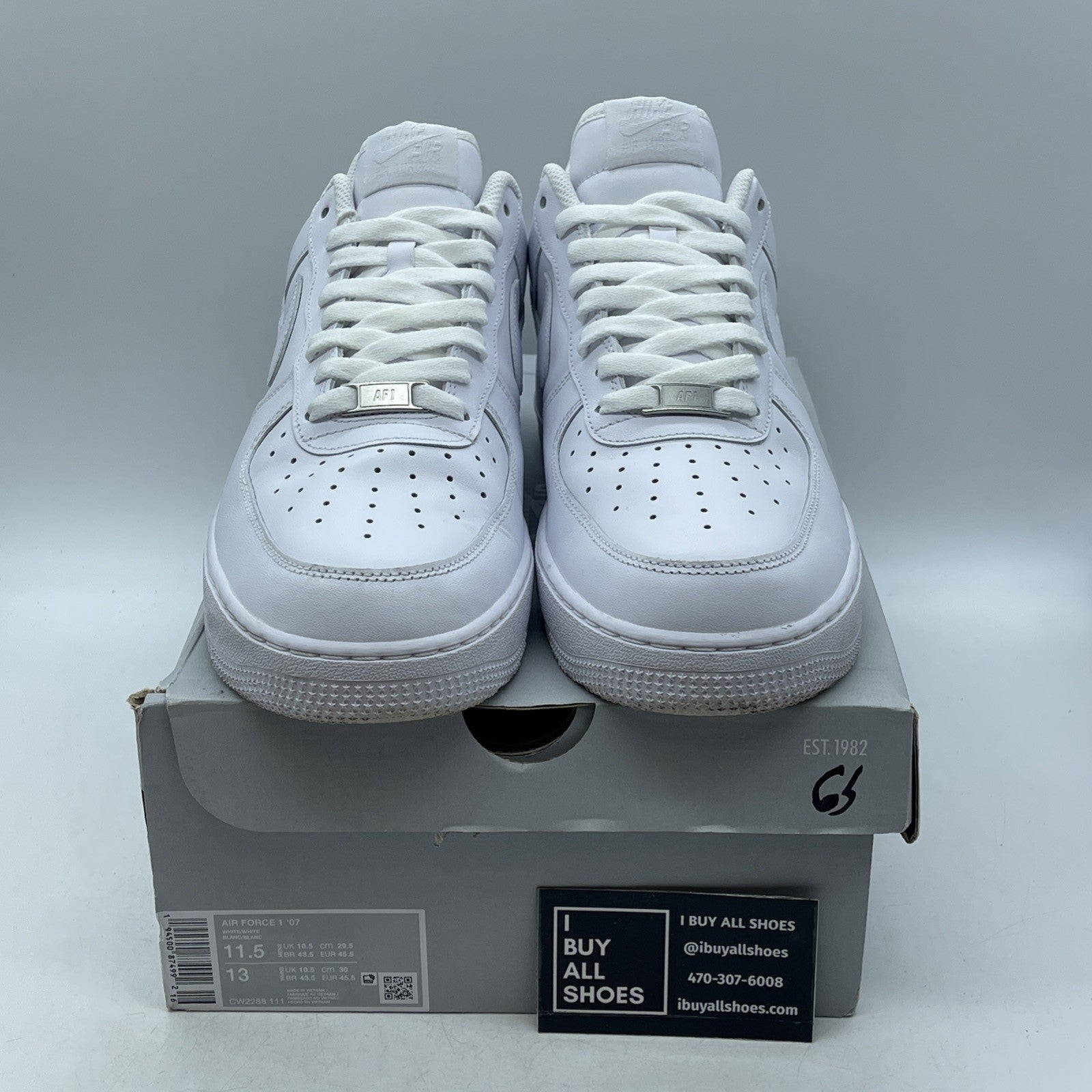 Size 11.5 - Nike Air Force 1 '07 Low Triple White (CW2288-111)