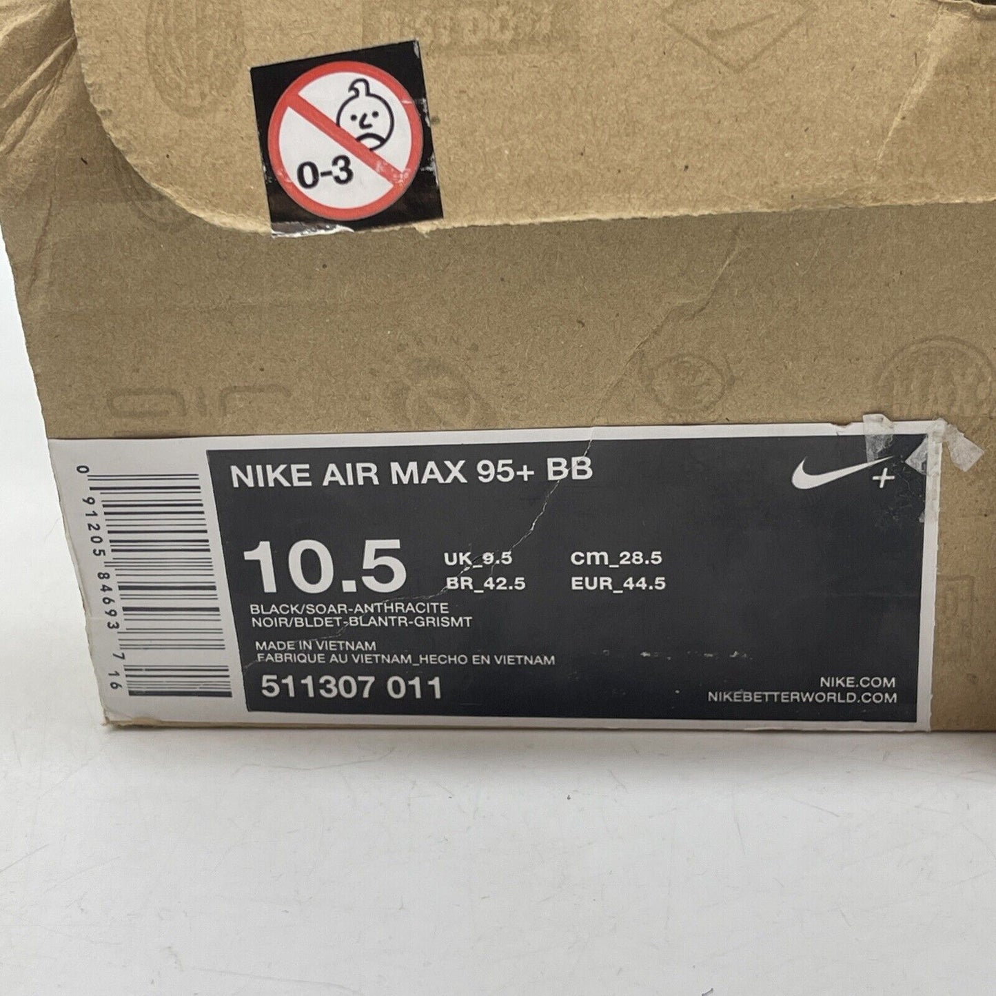 Size 10.5 - Nike Air Max 95+ BB Black Soar Grey Blue Leather (511307-011)