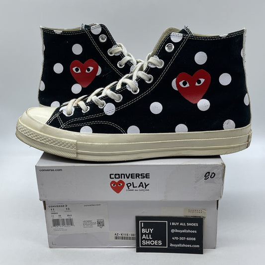Size 11 - Converse Comme des Garçons x Chuck Taylor All Star 70 High Black Polka