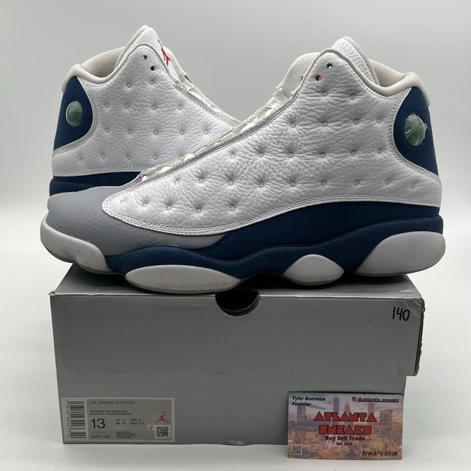 Size 13 - Jordan 13 Retro Mid French Blue White Grey Suede Leather (414571-164)