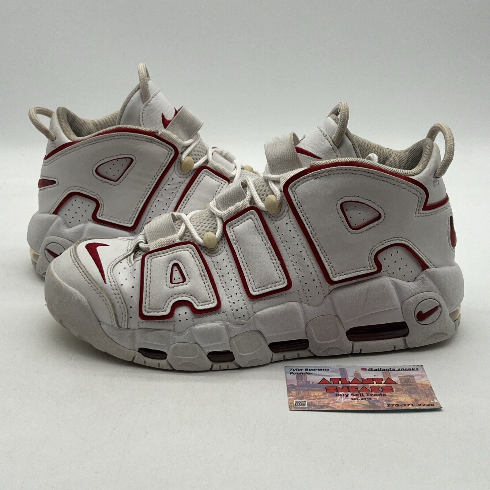 Size 8.5 - Nike Air More Uptempo 2021 White Varsity Red Leather (921948-10221)