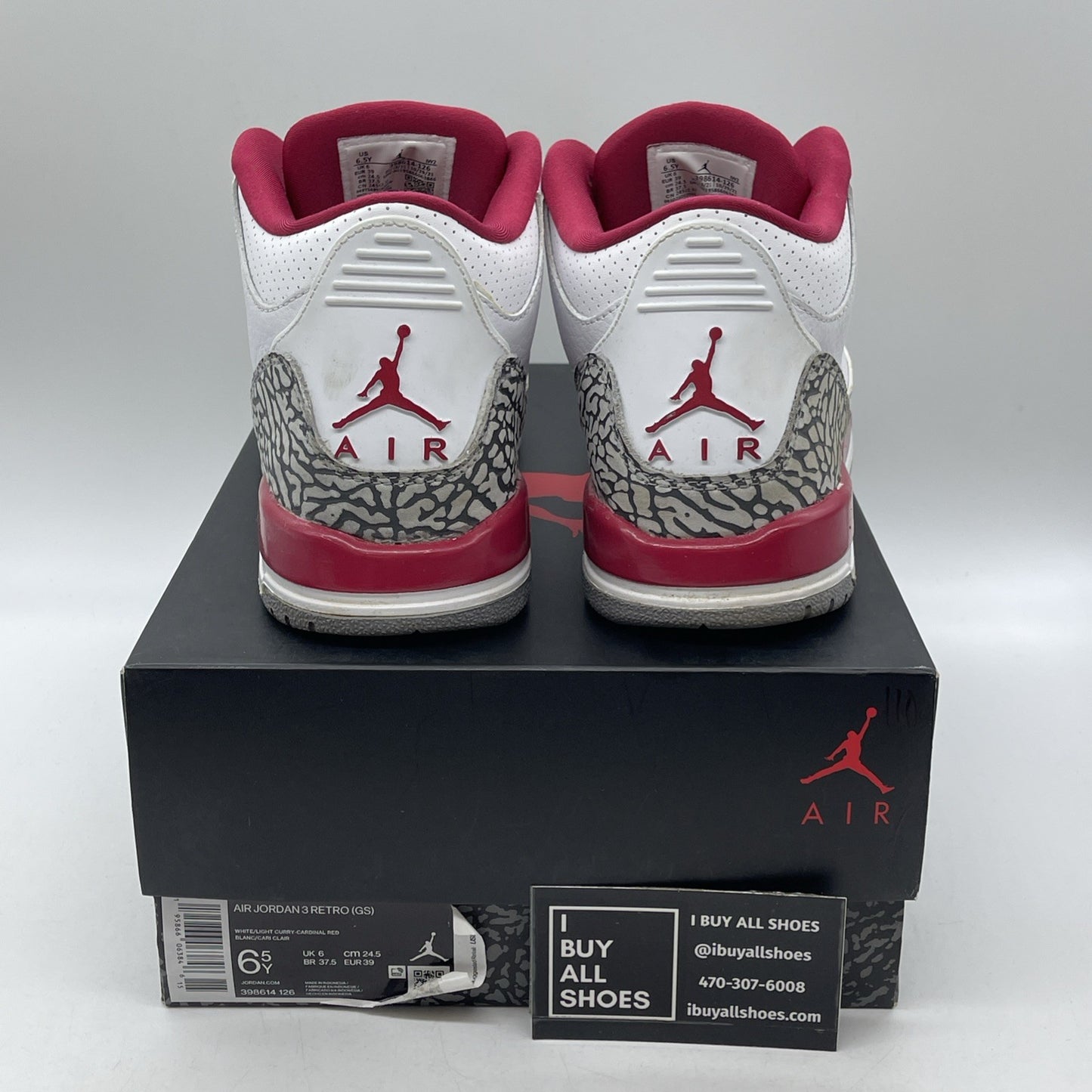 Size 6Y (GS) - Jordan 3 Retro Sample Low Cardinal Red Grey White (398614-126)