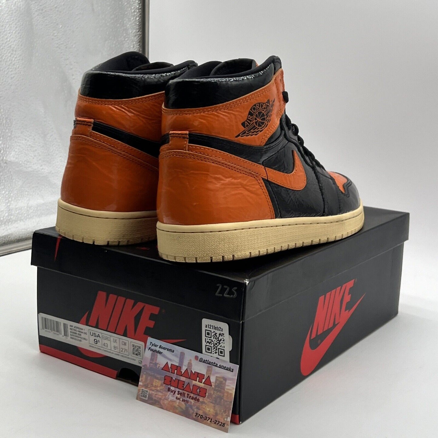 Size 9.5 - Jordan 1 Retro OG High Shattered Backboard 3.0 Black (555088-028)