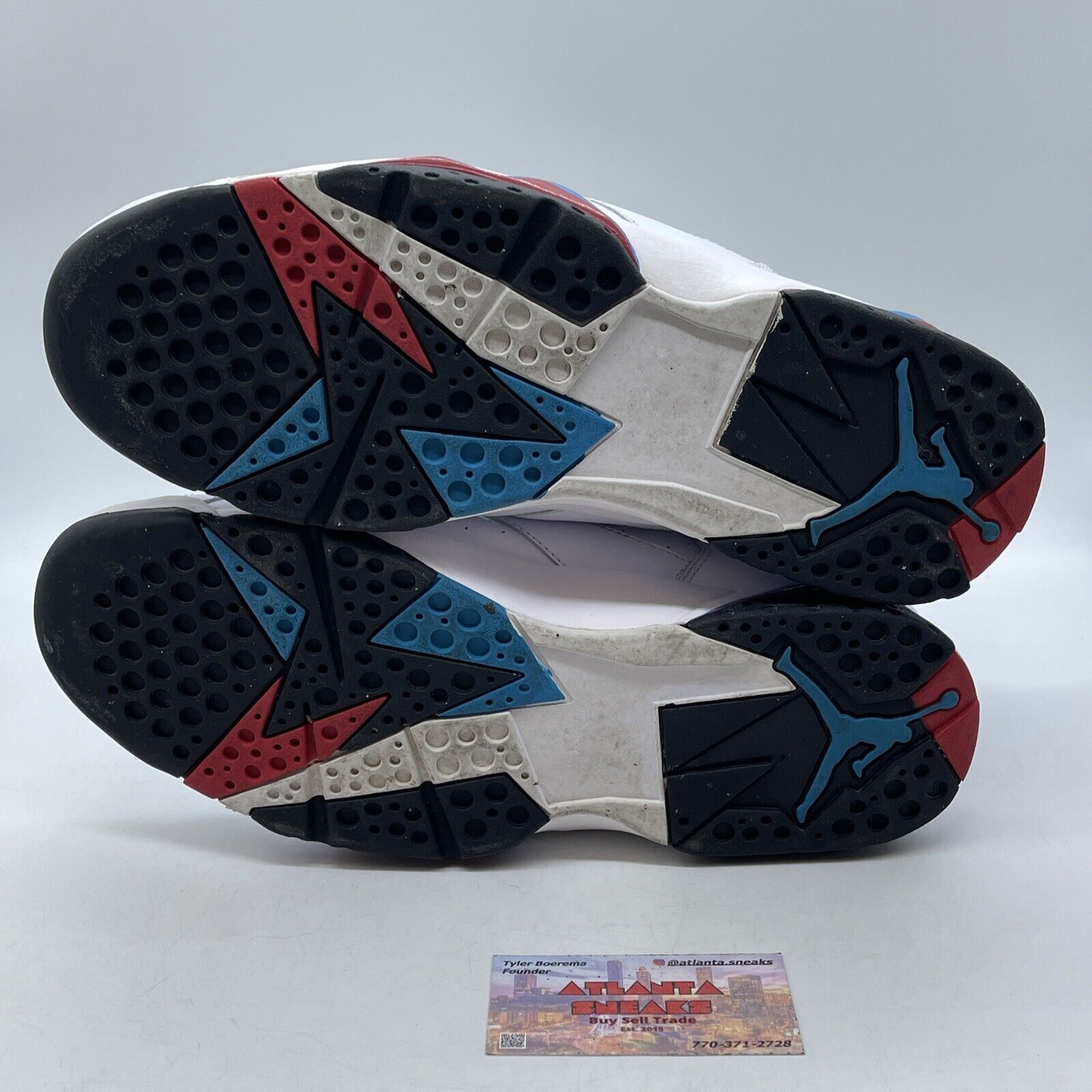 Size 12 - Air Jordan 7 Retro Orion Blue Red Black Suede White (304775-105)