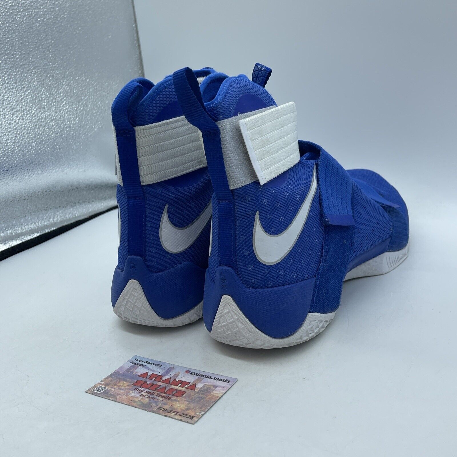 Size 13 - Nike LeBron Soldier 10 Wildcats Blue White Suede Leather (844380-402)