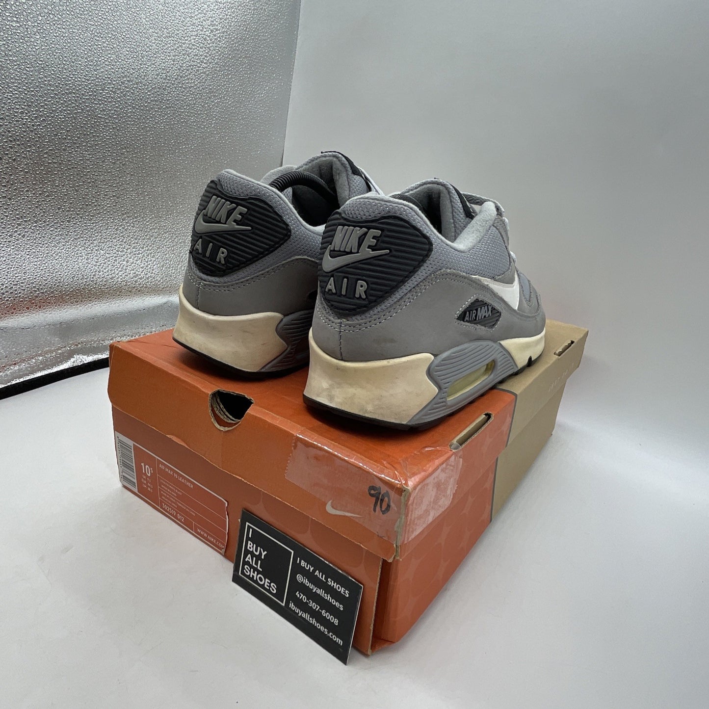 Size 10.5 - Nike Air Max 90 Leather Gray (302519-012)