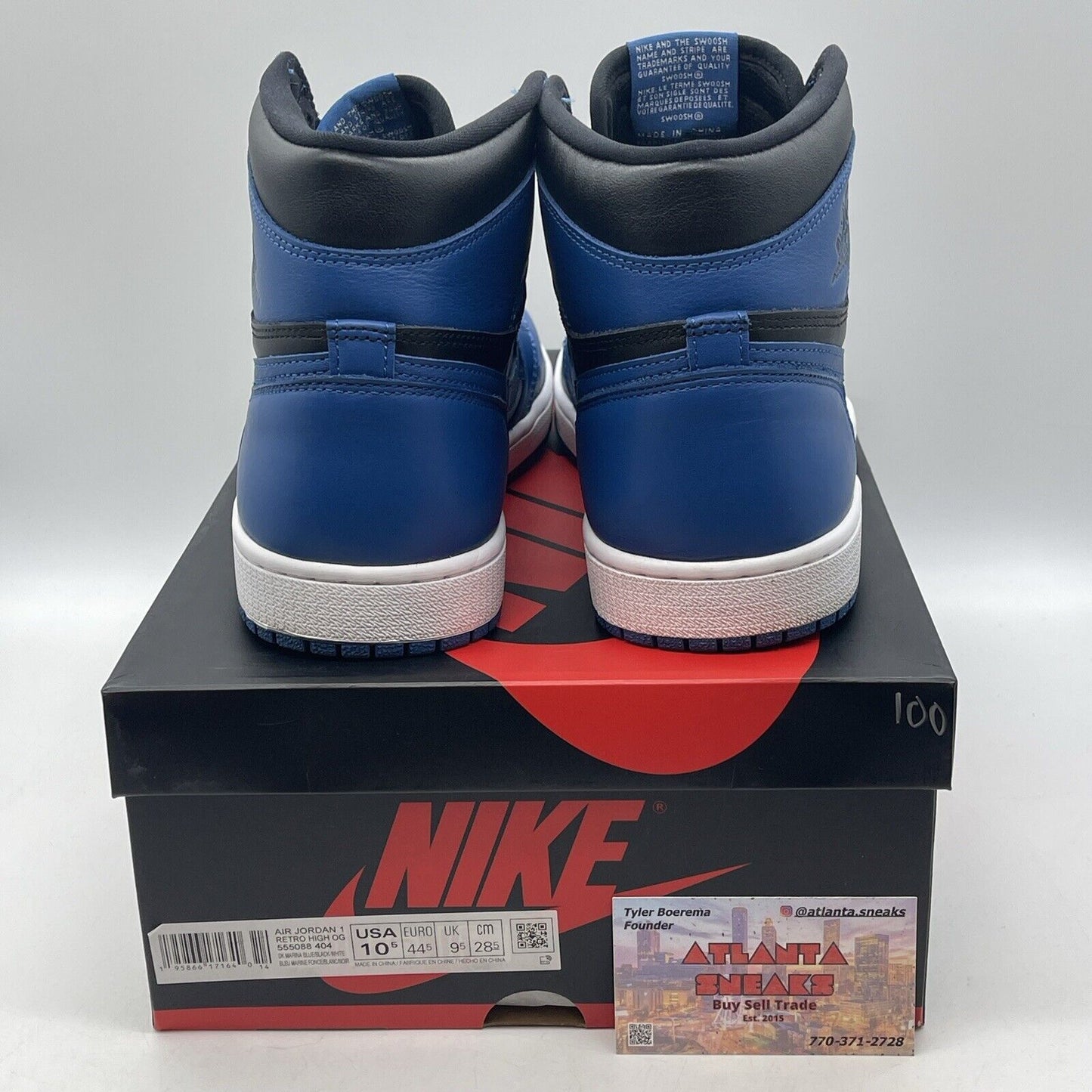 Size 10.5 - Jordan 1 Retro OG High Dark Marina Blue Black Leather (555088-404)