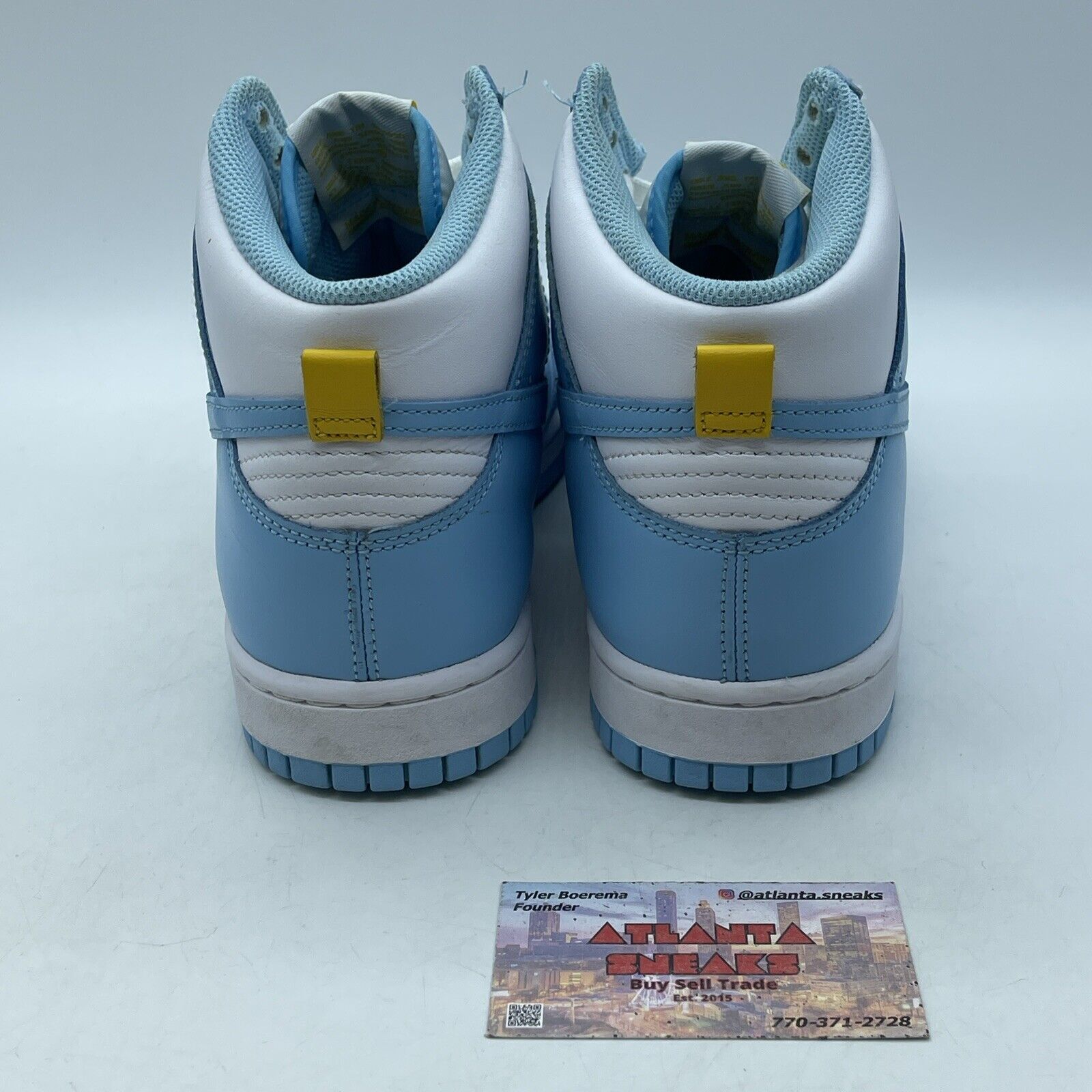 Size 9.5 - Nike Dunk High Blue Chill White Yellow Leather (DD1399-401)