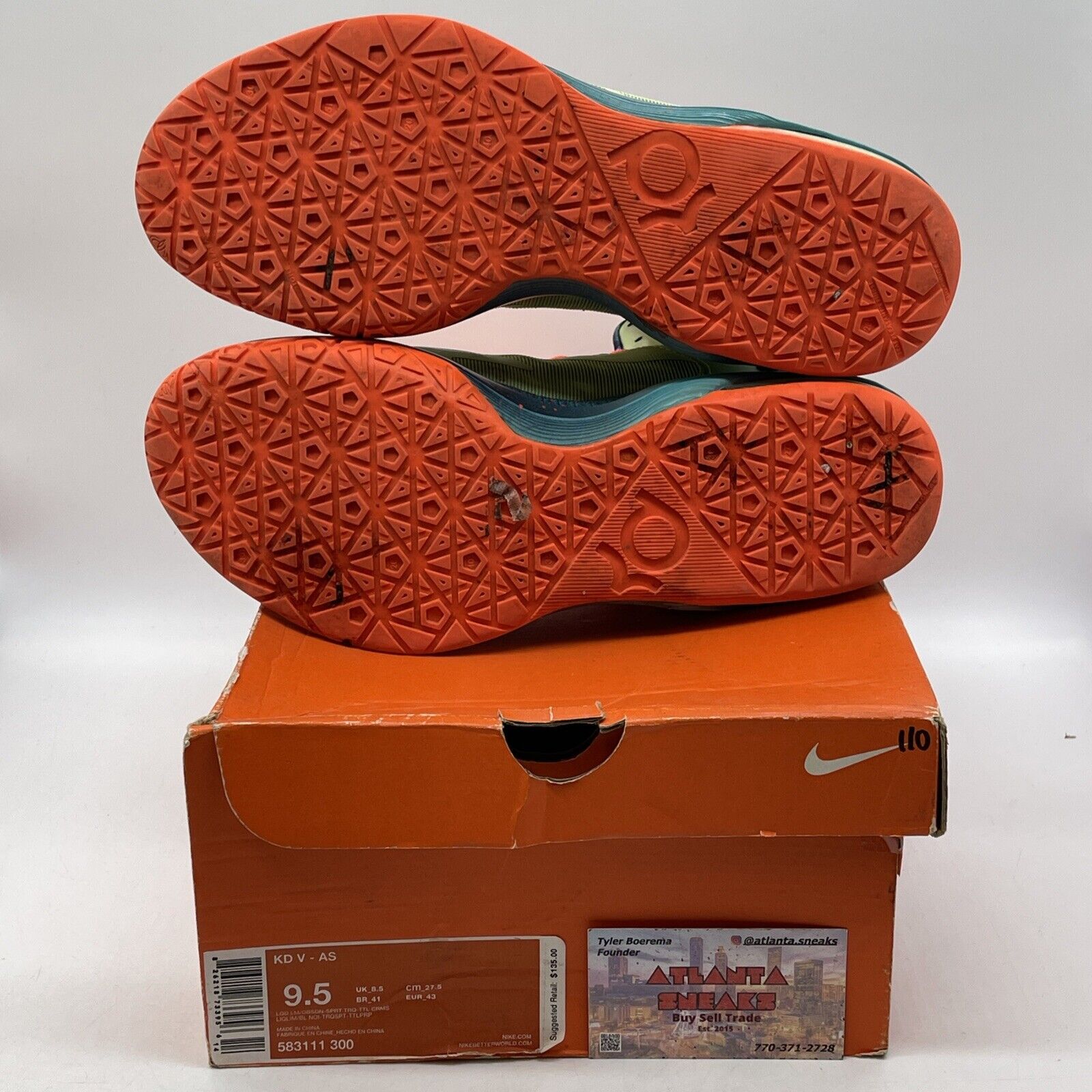 Size 9.5 - Nike KD 5 All-Star Extraterrestrial Green Suede Black (583111-300)
