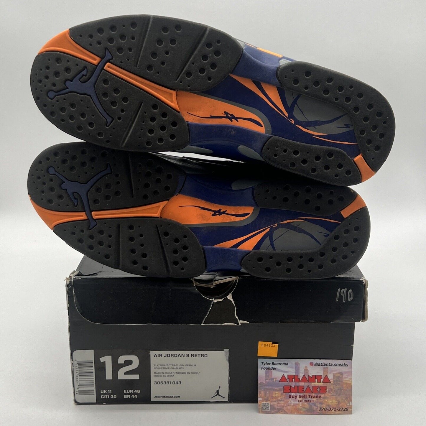 Size 12 - Air Jordan 8 Retro Phoenix Suns Black Grey Orange Blue (305381-043)