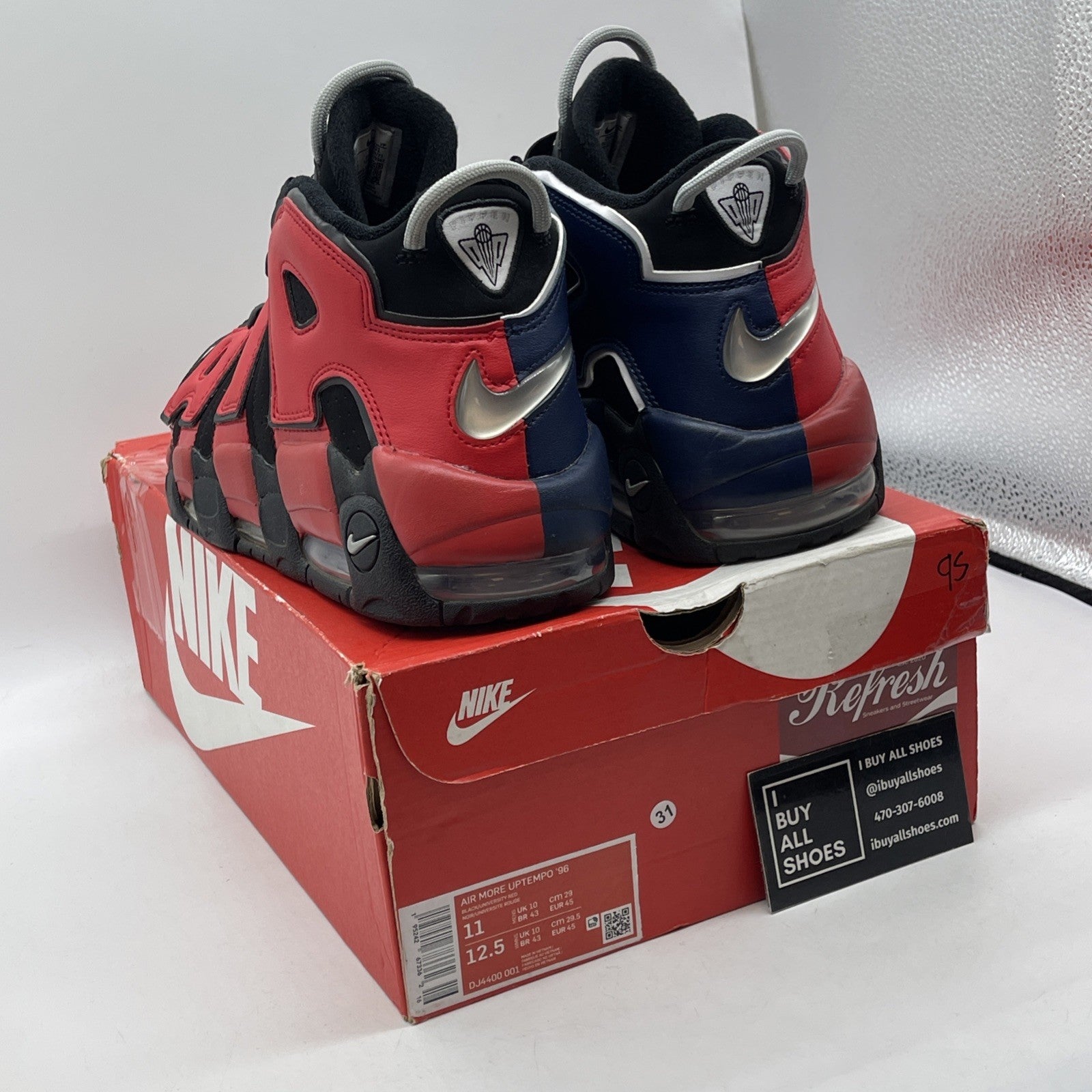 Size 11 - Nike Air More Uptempo '96 Split Black Blue Red Leather (DJ4400-001)