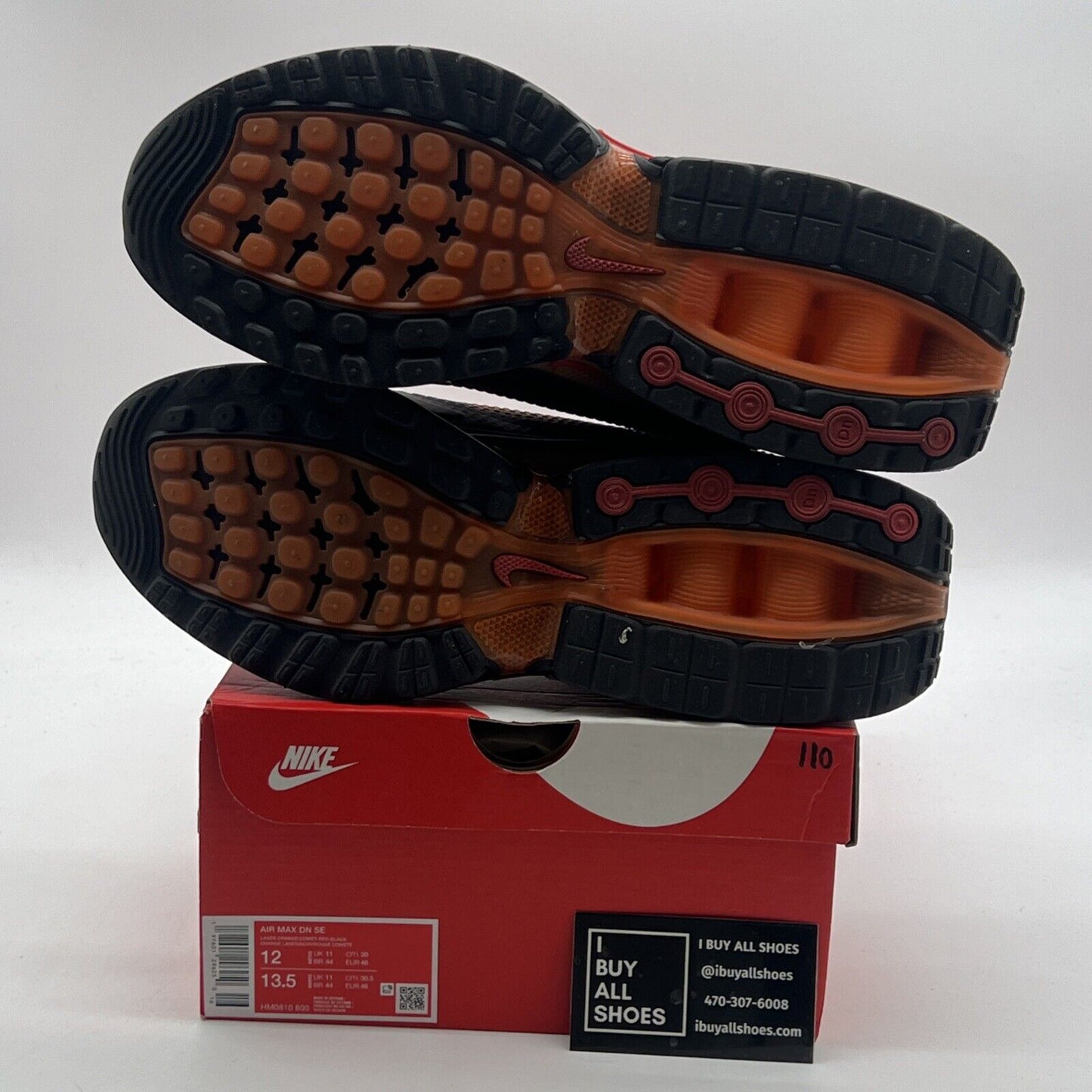 Size 12 - Nike Air Max DN SE Shoes Black Laser Orange Comet Red (HM0810-800)
