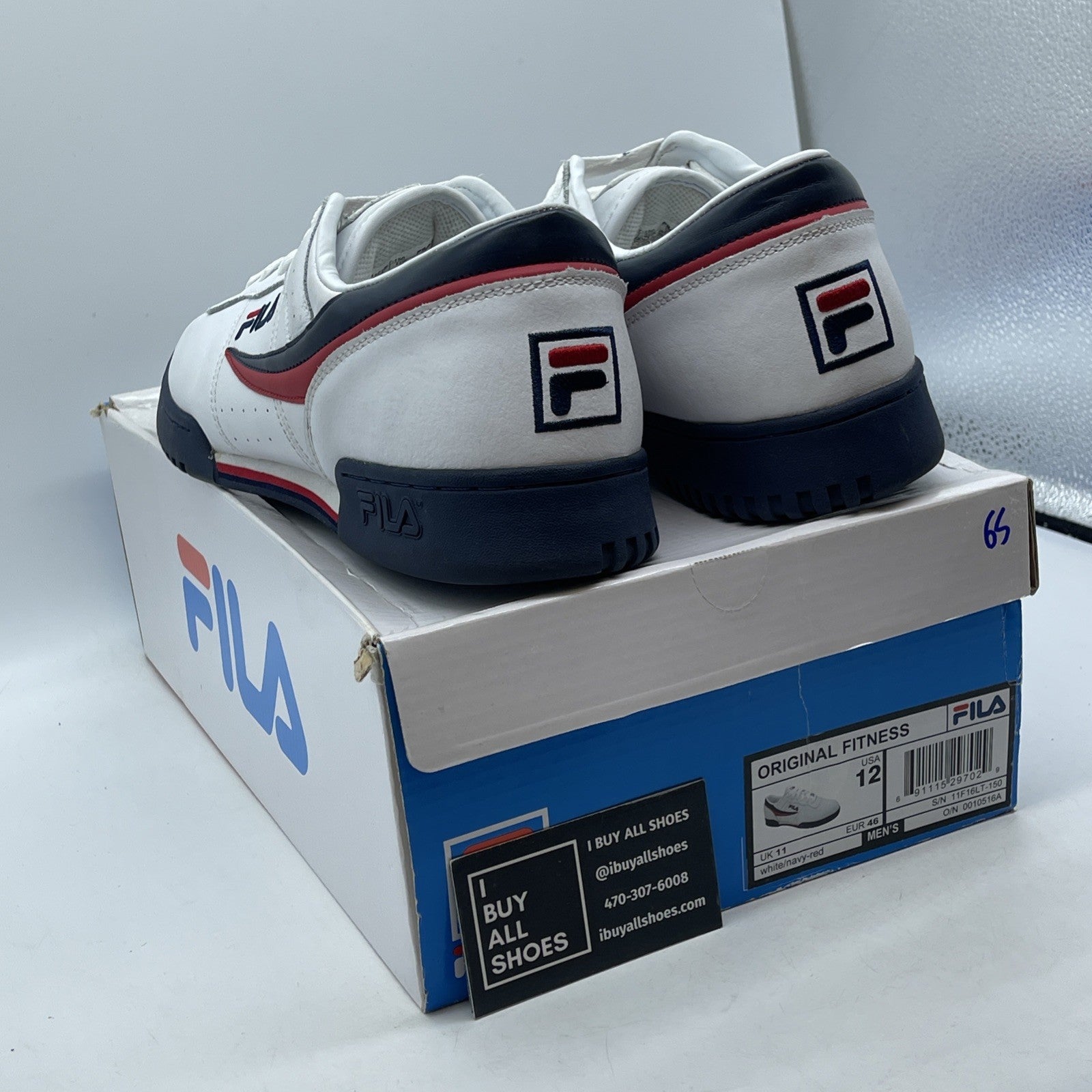 Size 12 - FILA Men's Original Fitness Sneaker White Blue Red (11F16LT-150)
