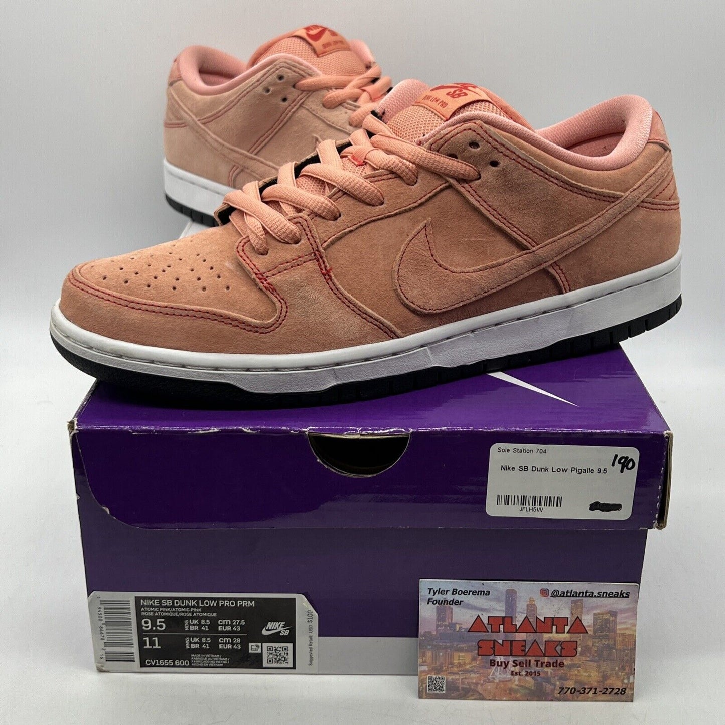 Size 9.5 - Nike Dunk SB Low Pink Pig White Suede (CV1655-600)