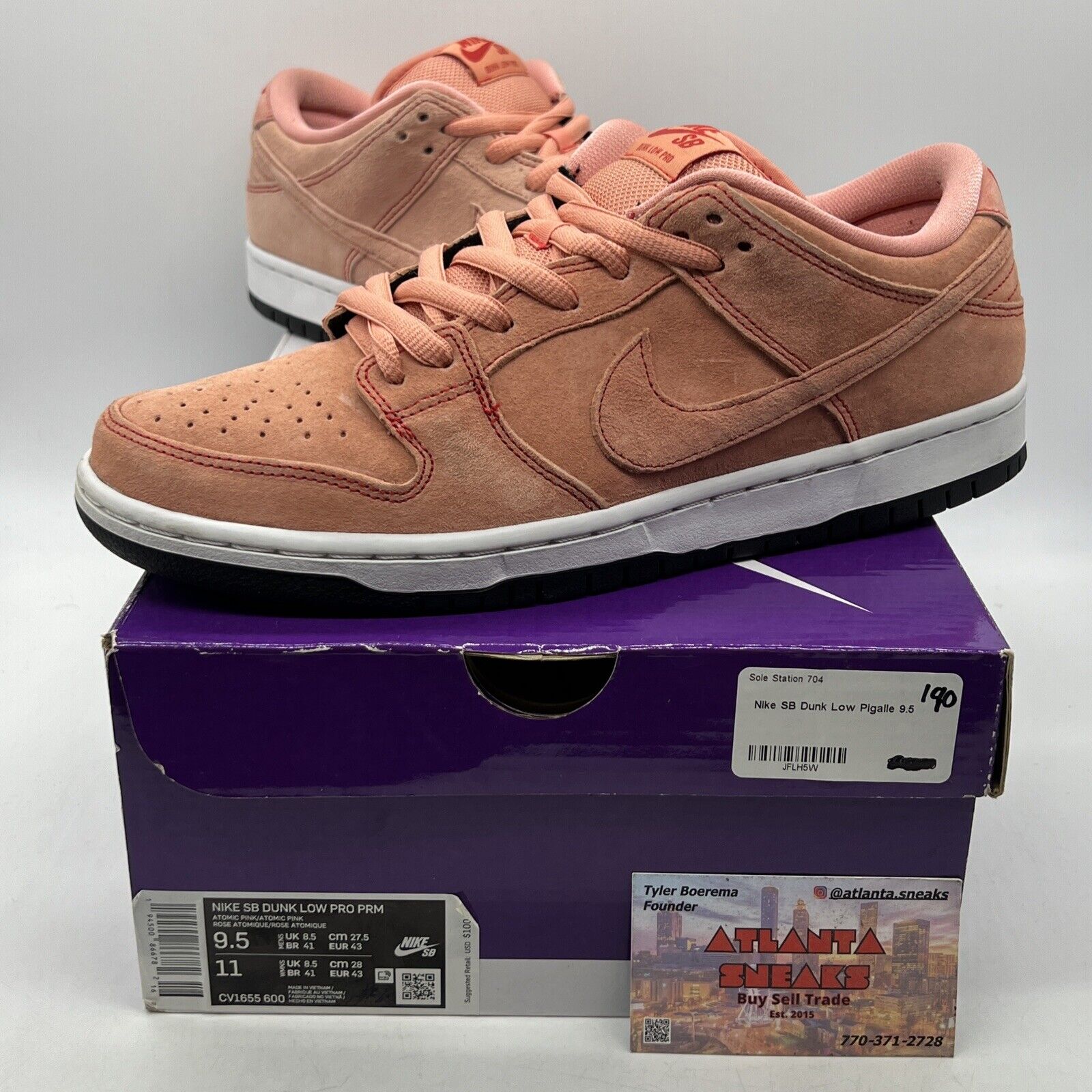 Size 9.5 - Nike Dunk SB Low Pink Pig White Suede (CV1655-600)