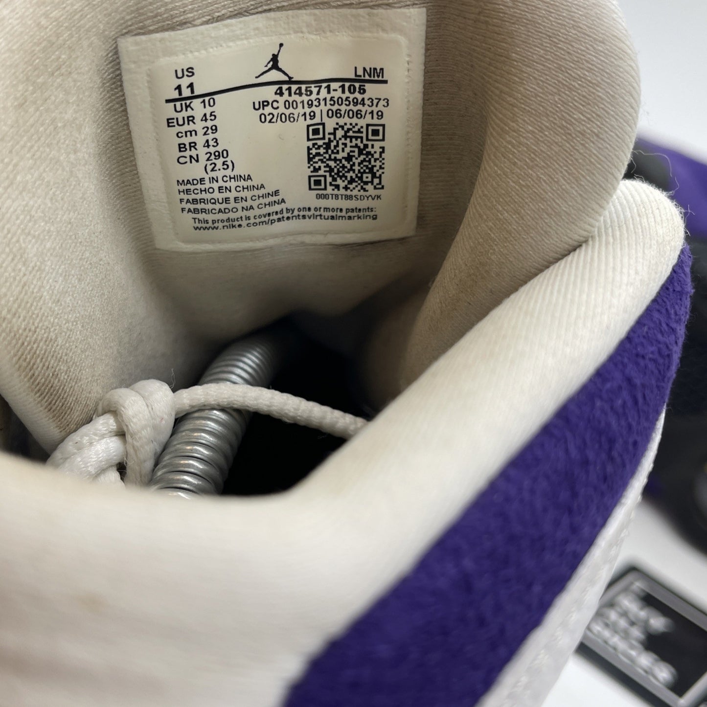 Size 11 - Air Jordan 13 Retro Lakers Purple White Suede Leather (414571-105)
