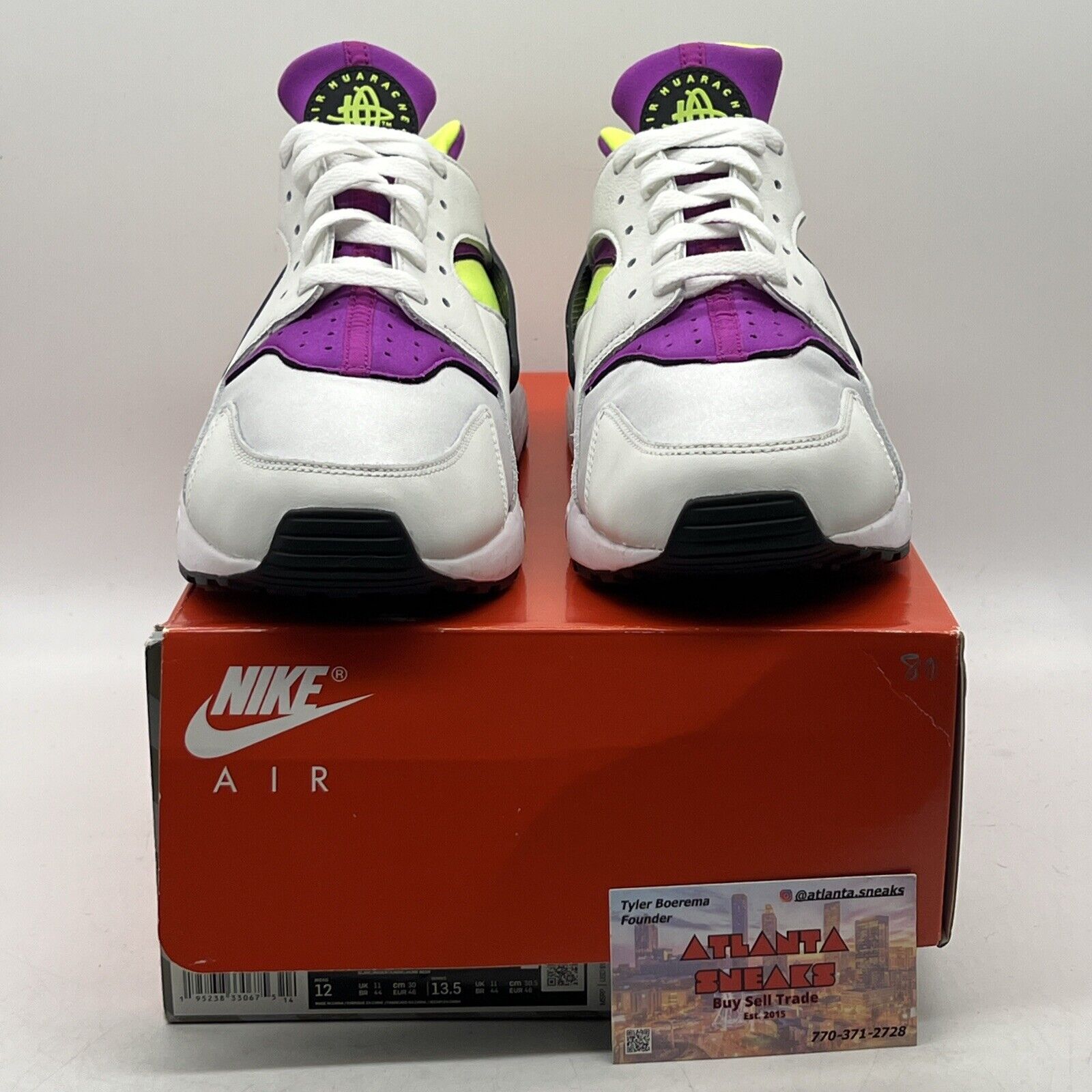 Size 12 - Nike Air Huarache Magenta White Neon Yellow Black Purple (DD1068-104)
